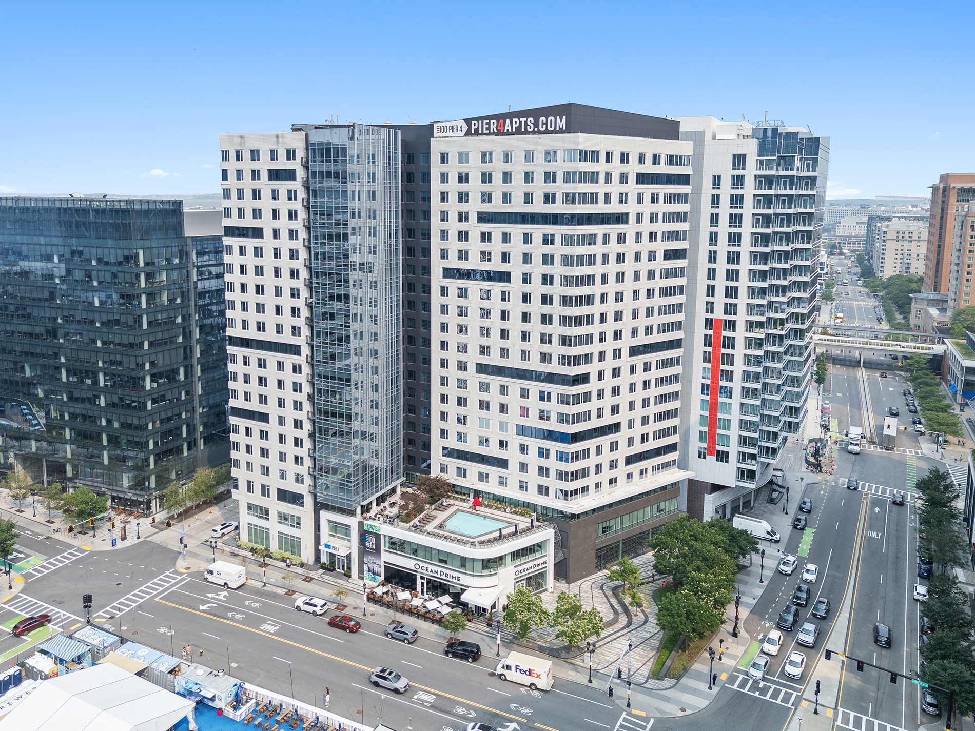 100 Pier 4 drone building exterior