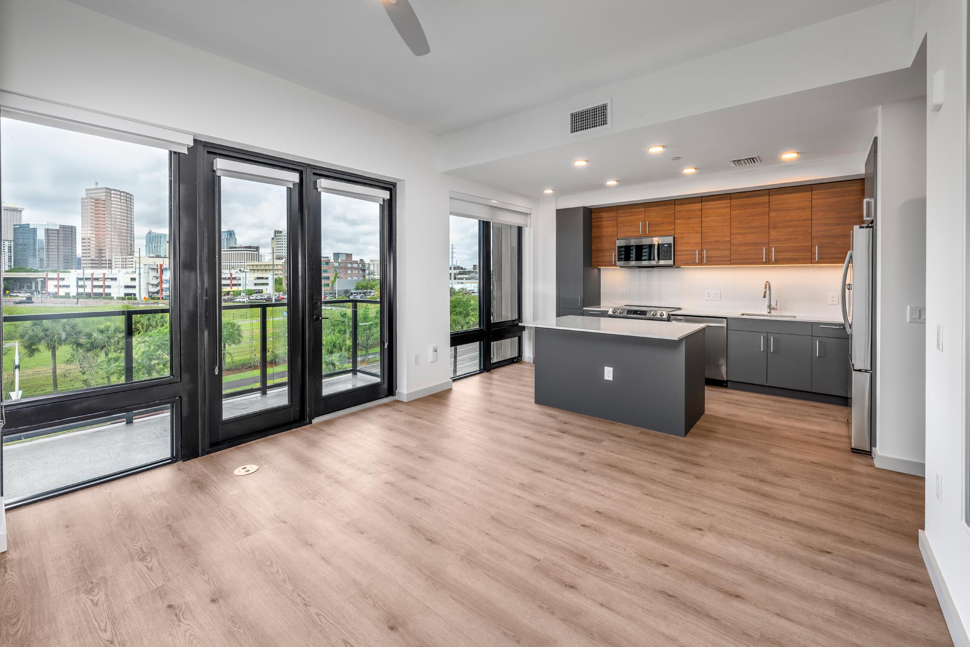 101 N Meridian kitchen and living room