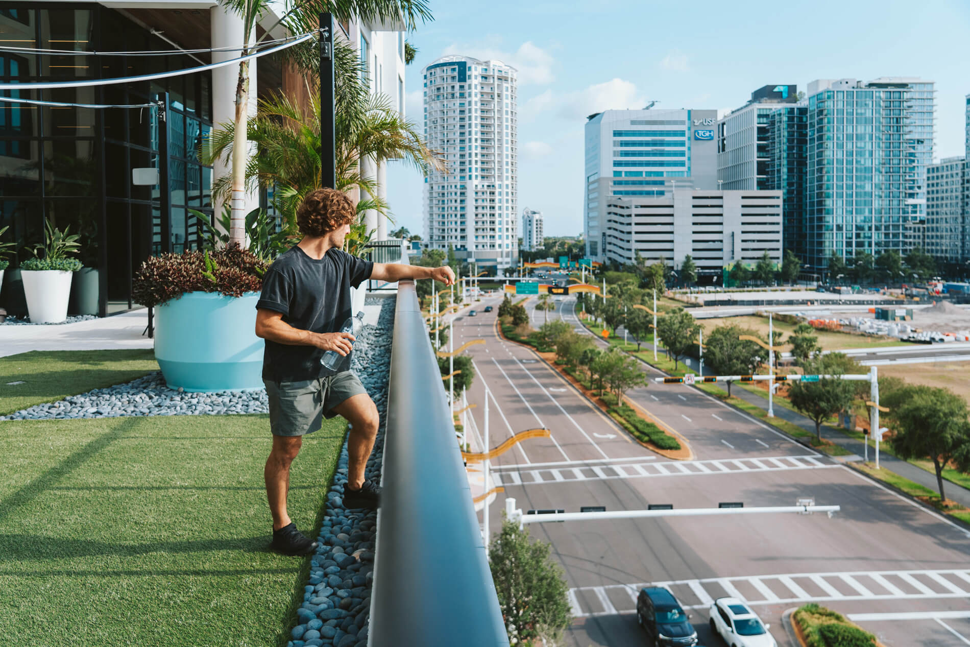 101 N Meridian man looking out on the terrace