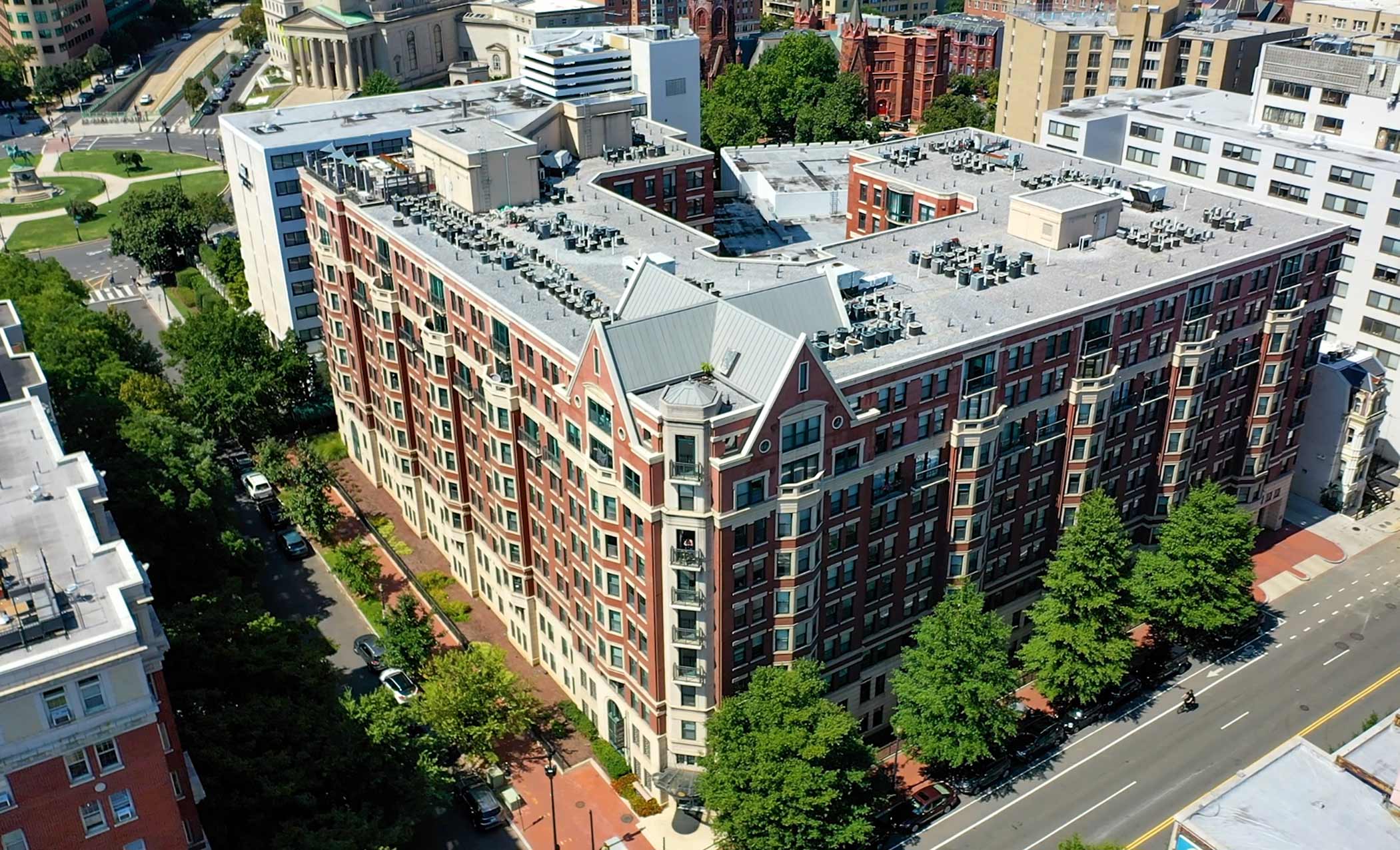 1301 Thomas Circle drone building exterior