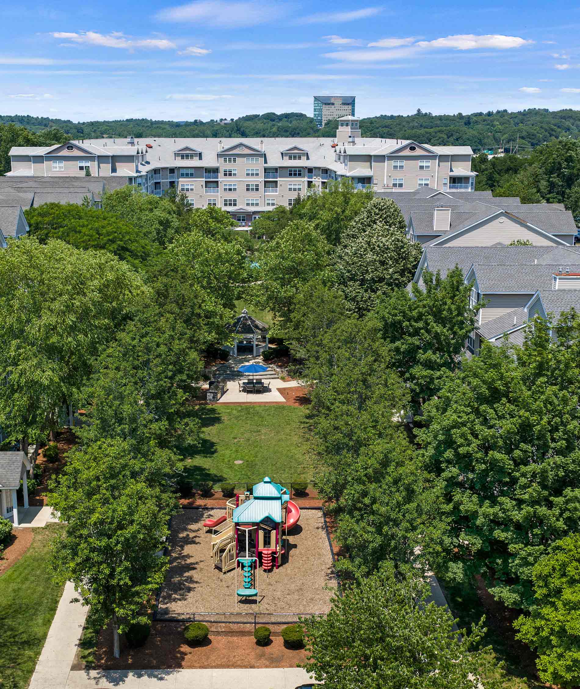 14 North aerial building exterior and playground