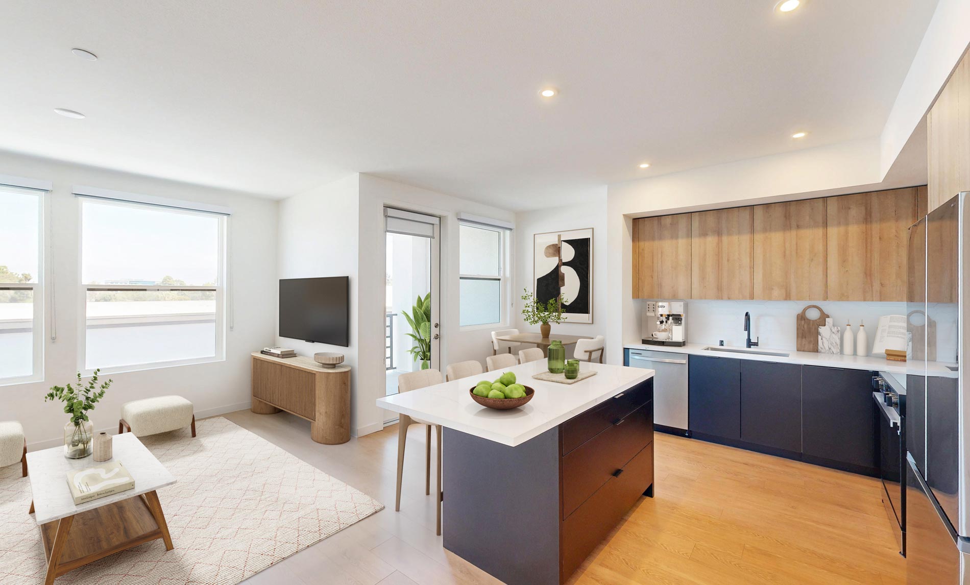 3099 Iowa staged kitchen and living room