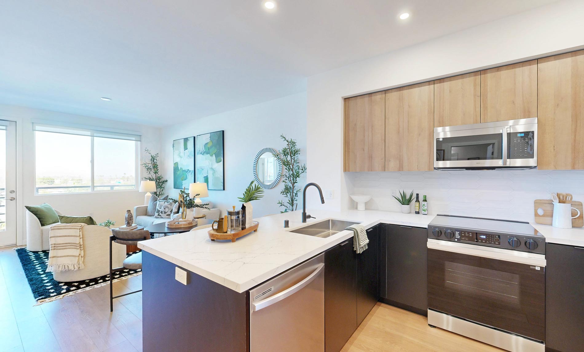 3099 Iowa staged kitchen and living room