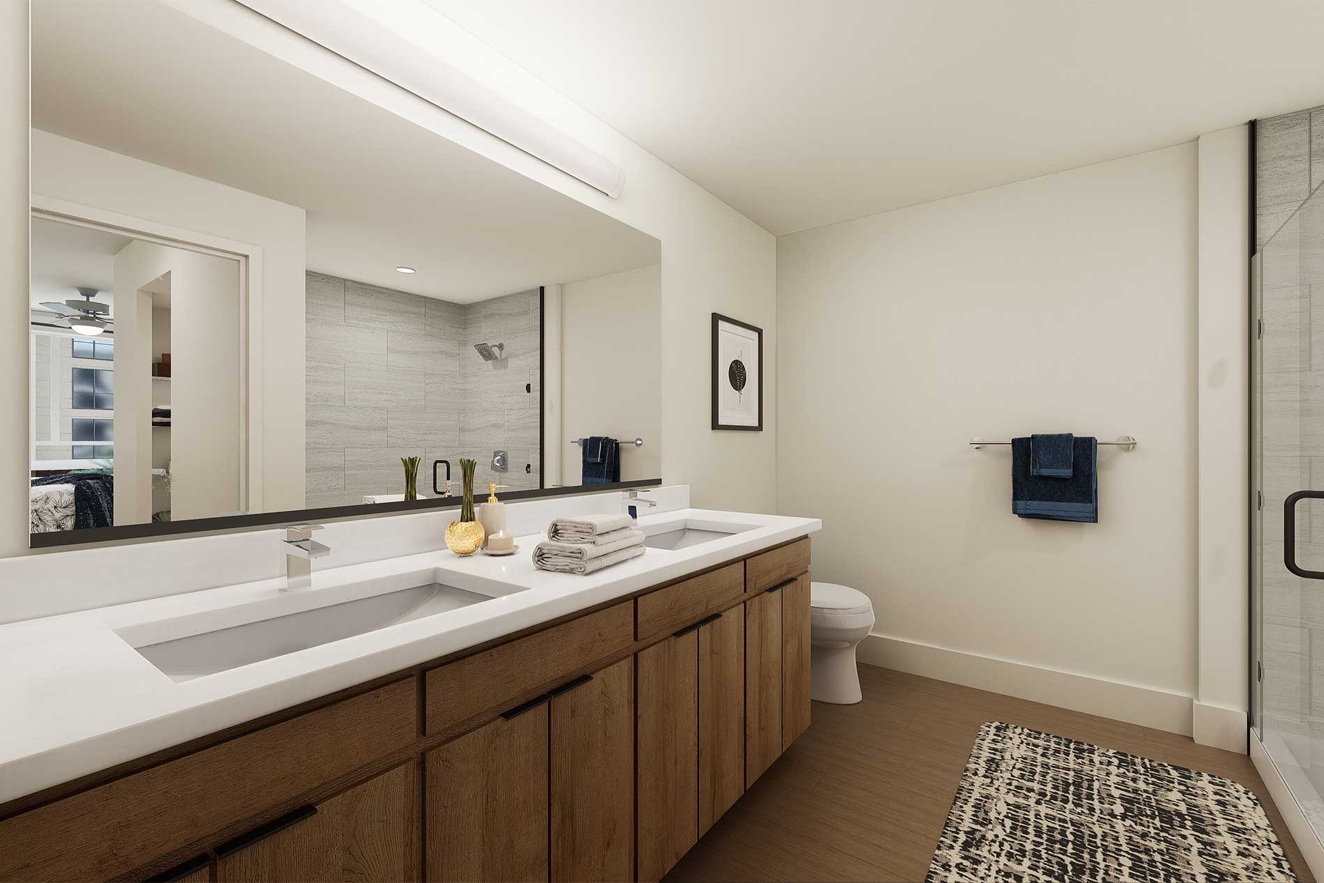 Two bedroom apartment bathroom in Riverside, CA