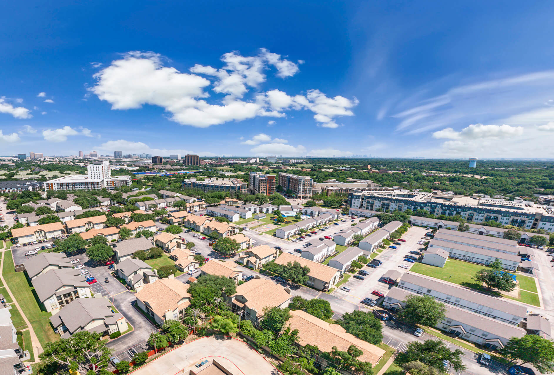 Addison Apartments drone building exterior