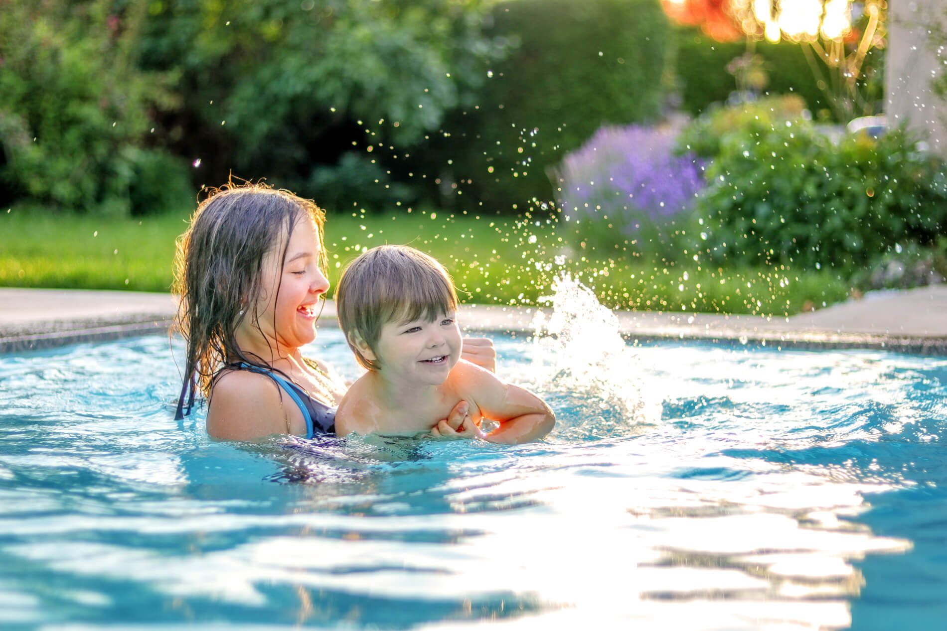 Kids playing in the pool