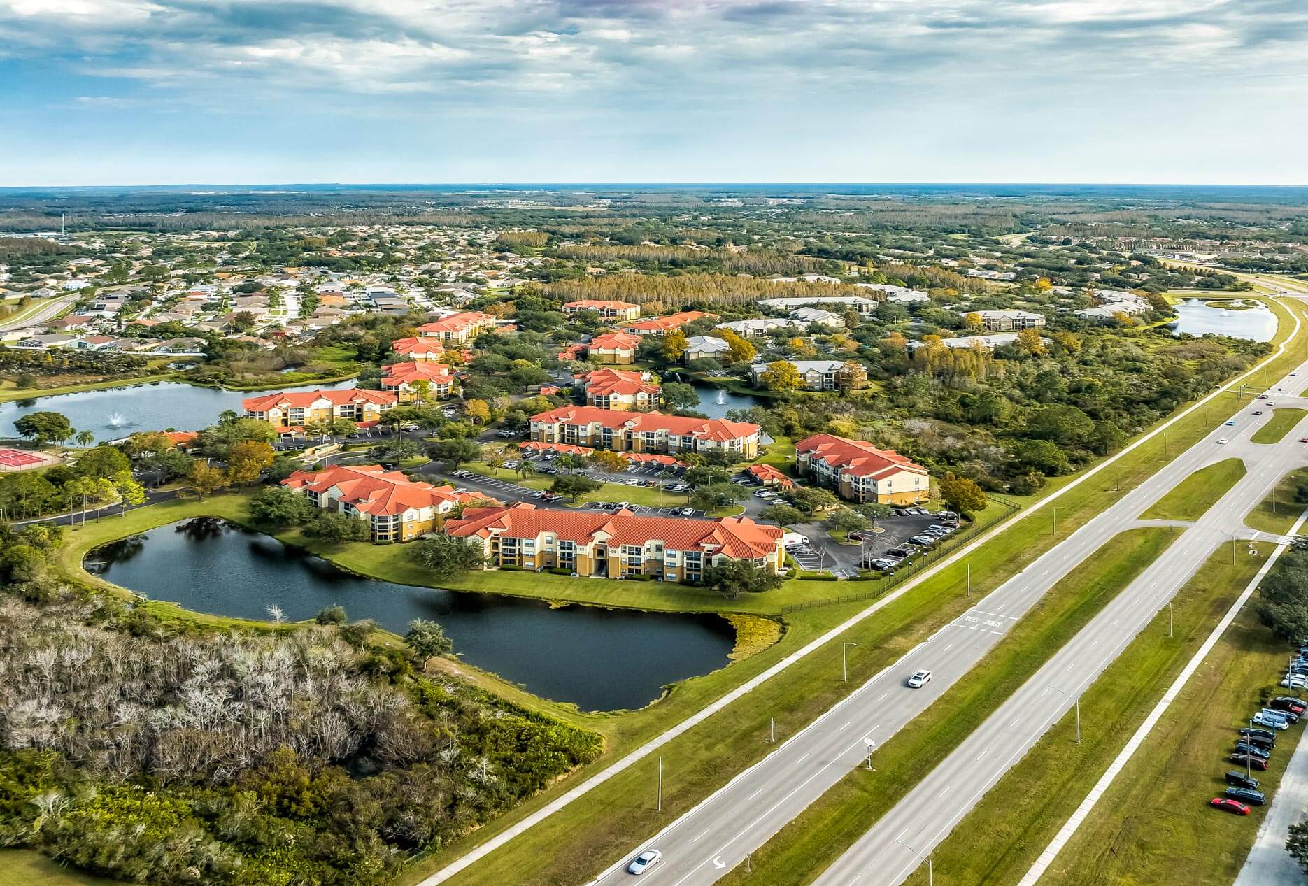 Andover Place drone exterior building