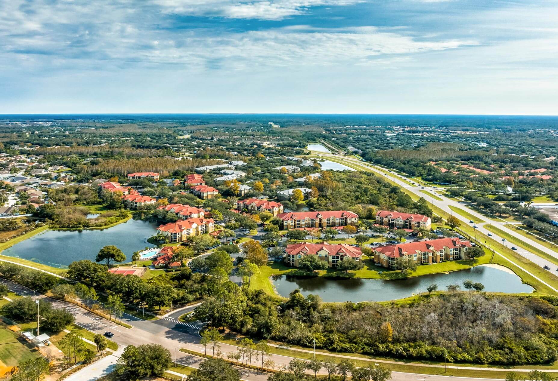 Andover Place drone exterior building