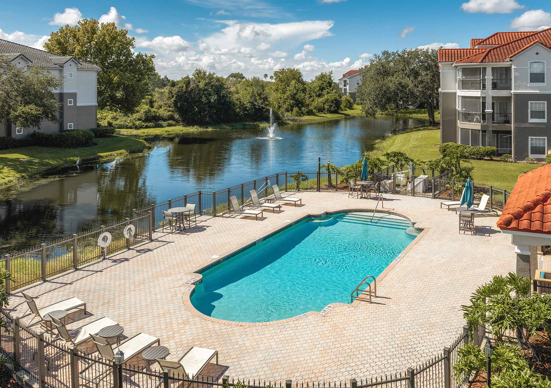 Andover Place at Cross Creek aerial view of West pool