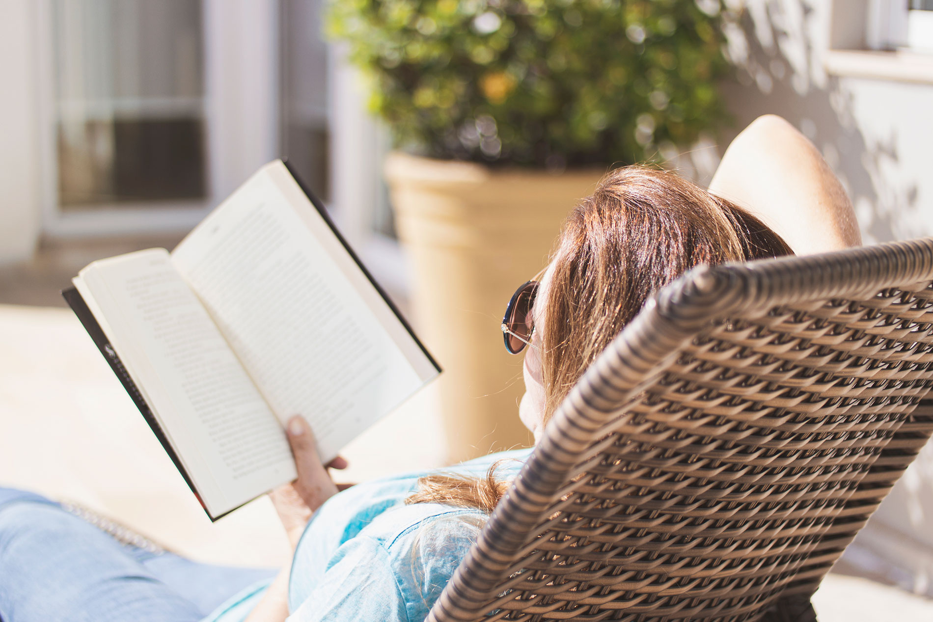 Girl reading outside