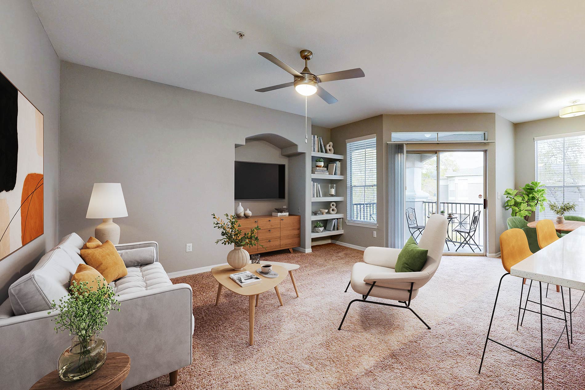 Arbors at Maitland staged Living and Dining room