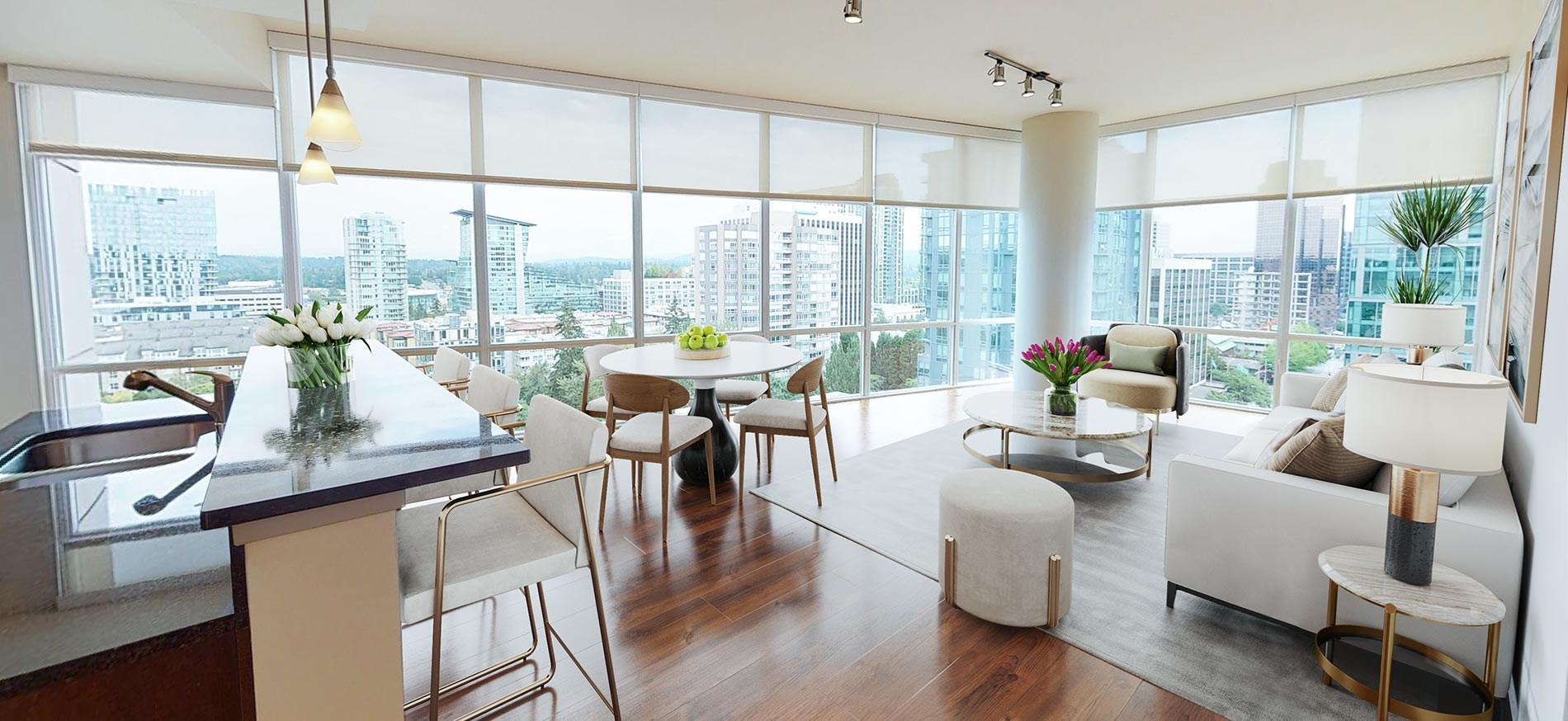 Ashton Bellevue staged living and dining room