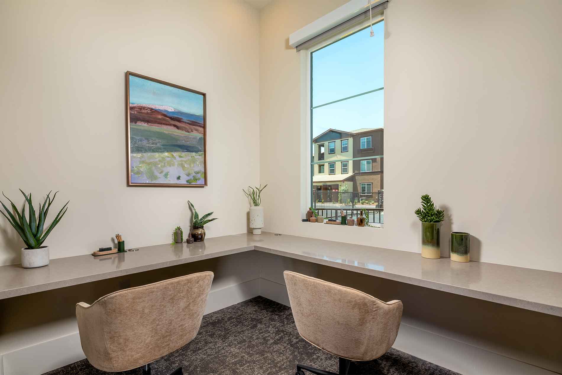 Modern co-working space at Avena apartments in Menifee, CA