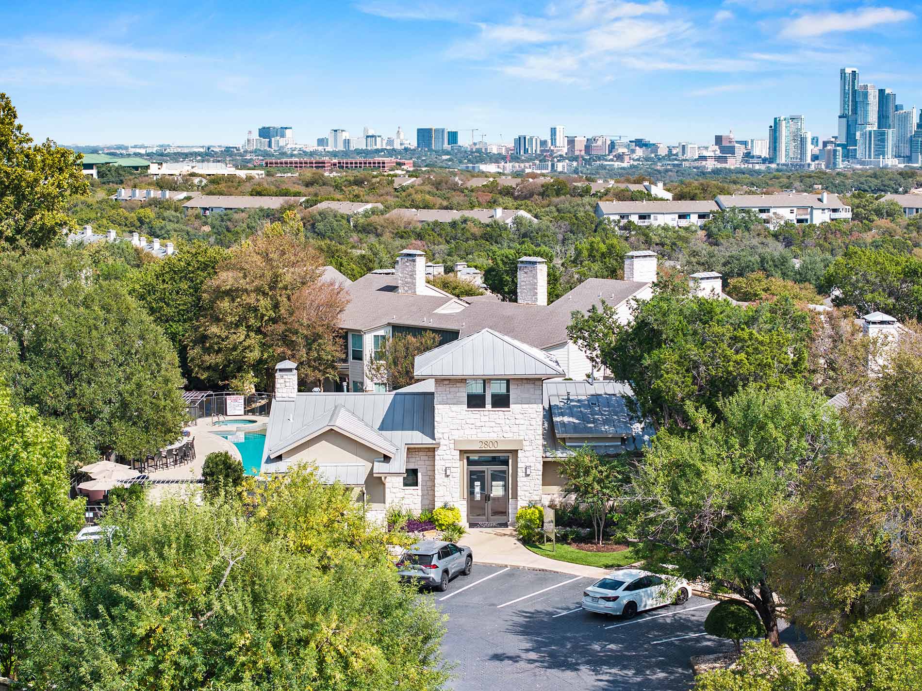 Barton Creek drone building exterior