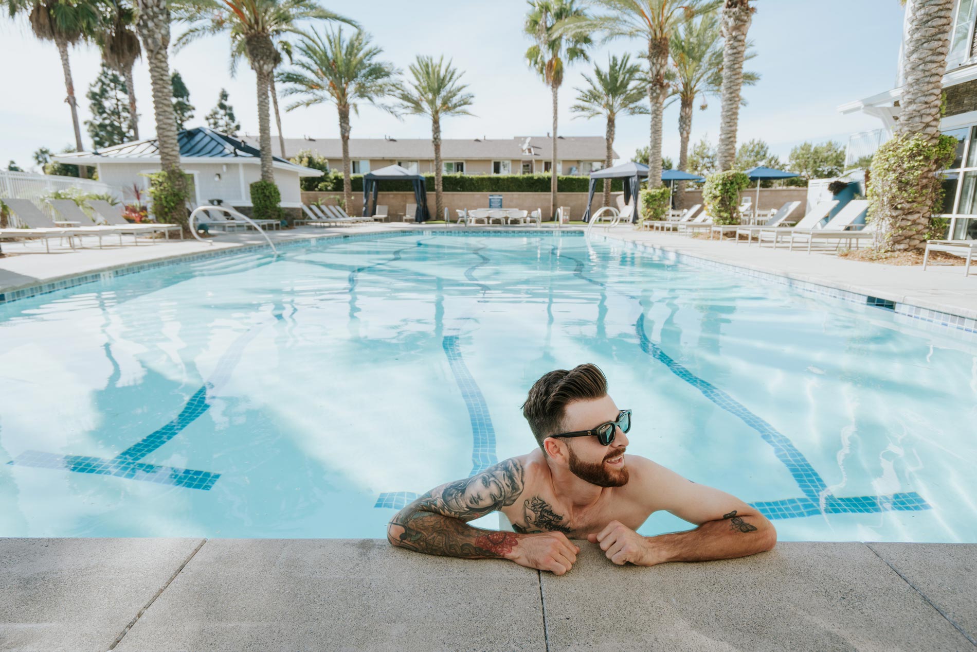 Beach and Ocean man in pool