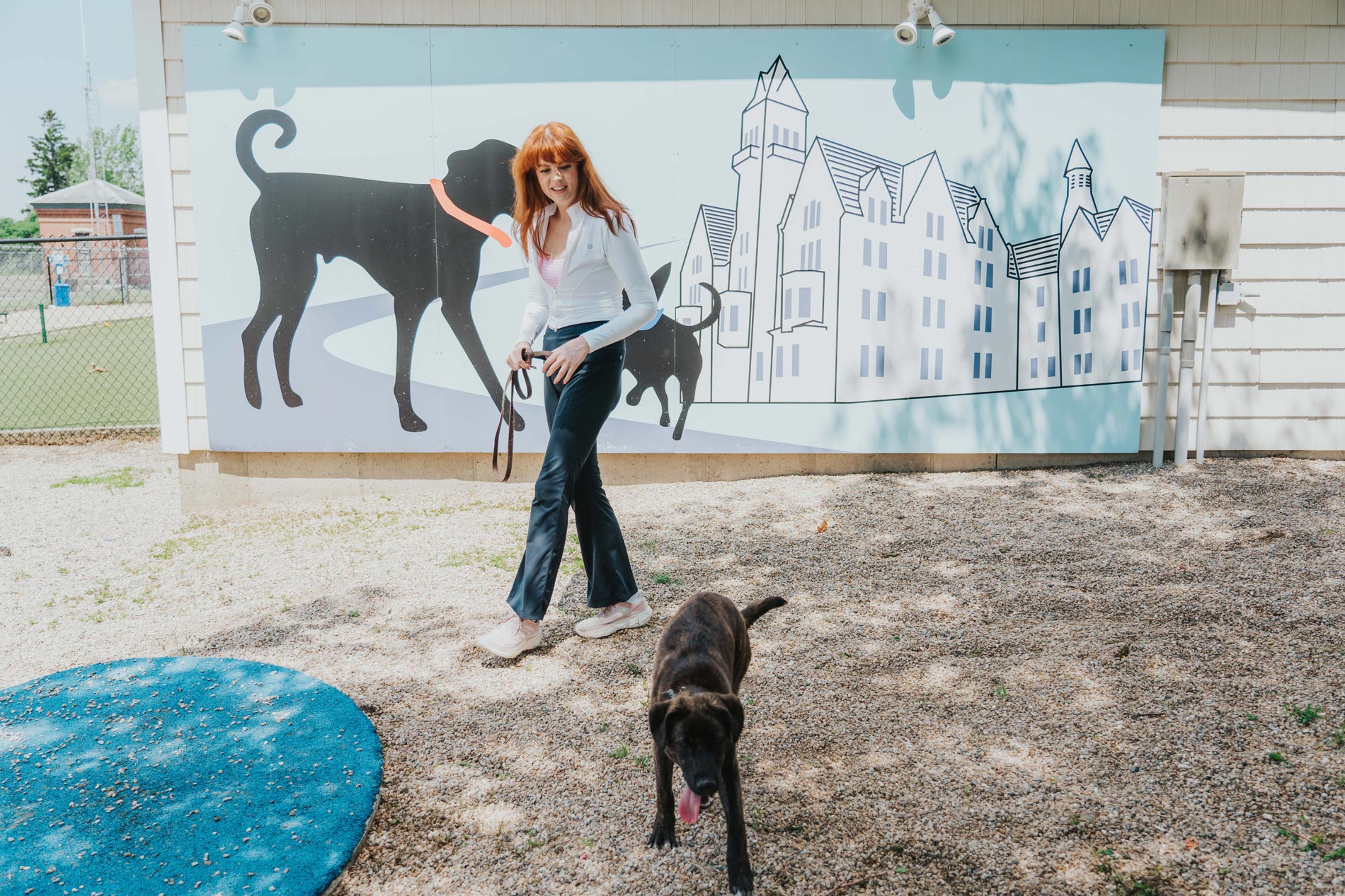 Bradlee Danvers woman in dog park with dog