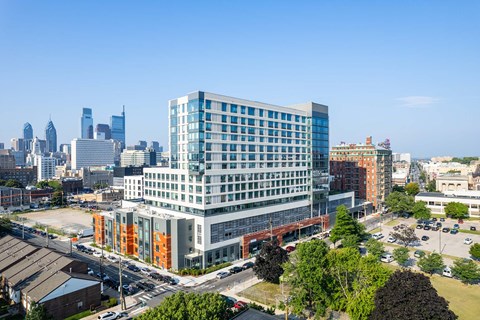 Broadridge Apartments building exterior in Fairmont, Philadelphia