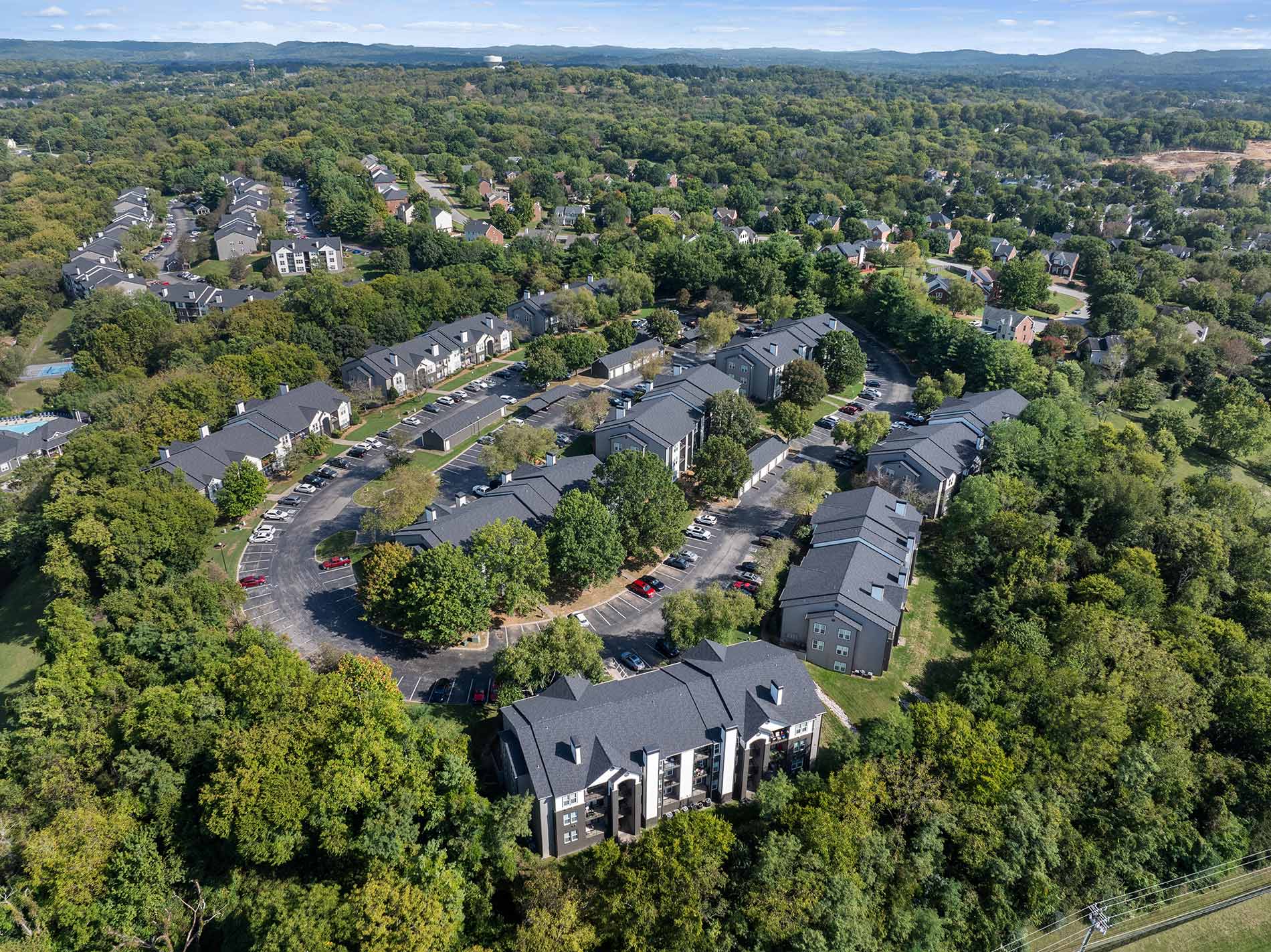 Carrington Hills drone building exterior