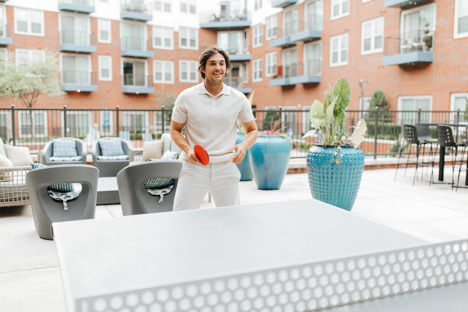 Central Square man plays ping pong