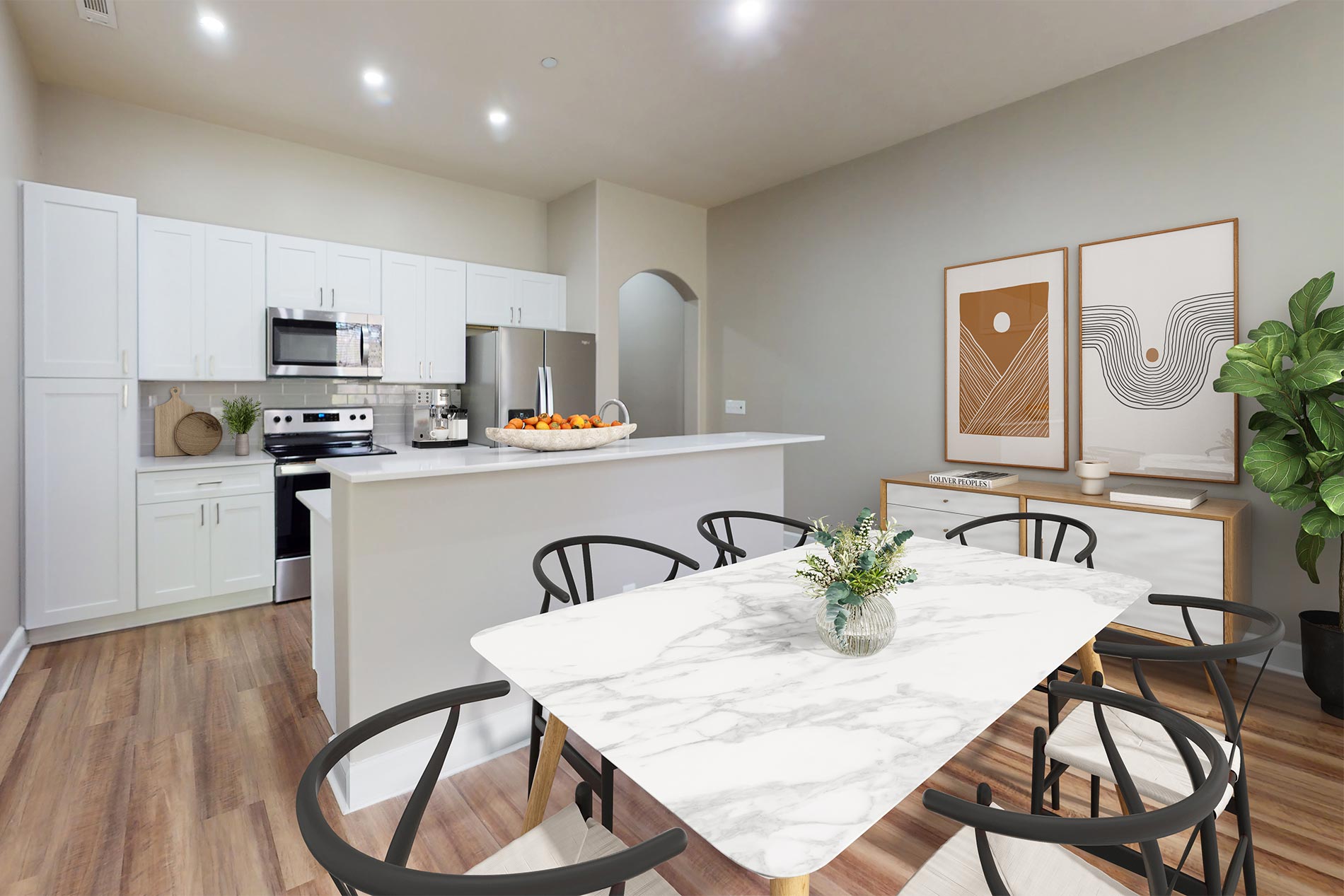 Charles River Landing apartment dining room and kitchen