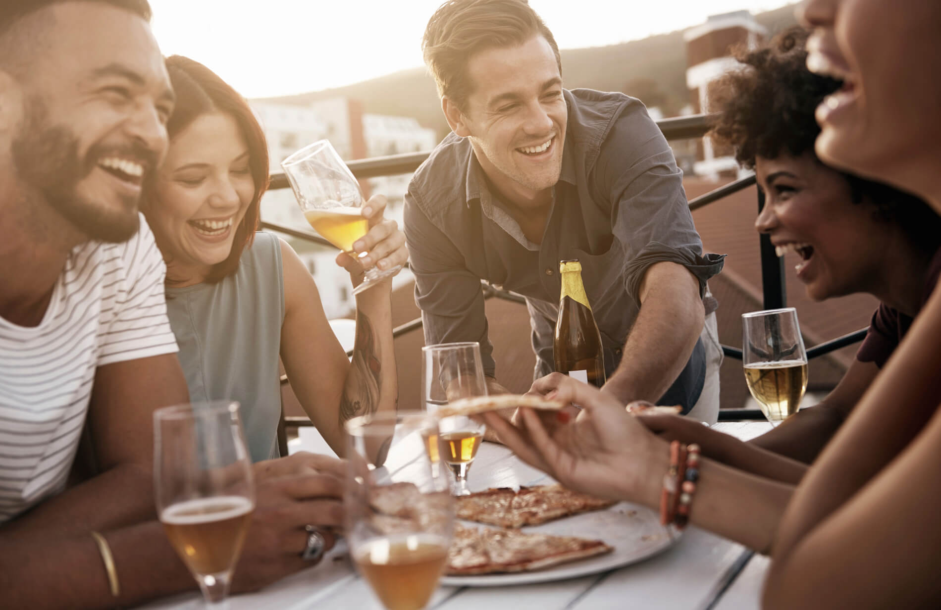 Friends laughing outside