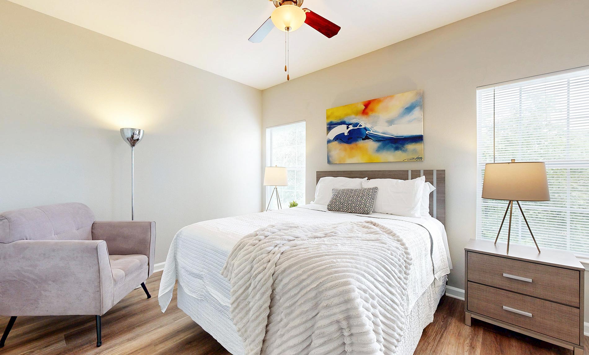 The Colonnade staged bedroom