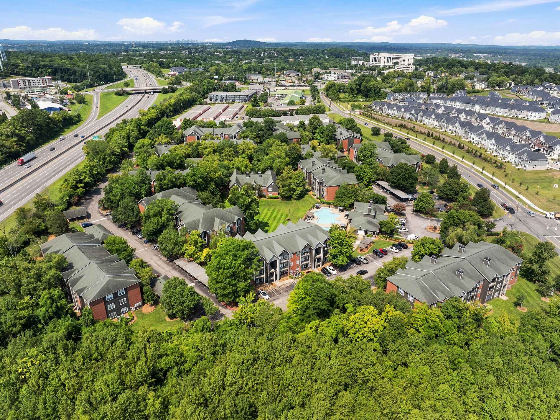 Colonnade aerial building exterior