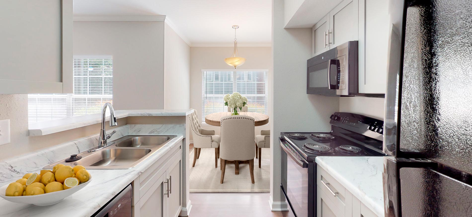 Colonnade Kitchen and Dining room staged