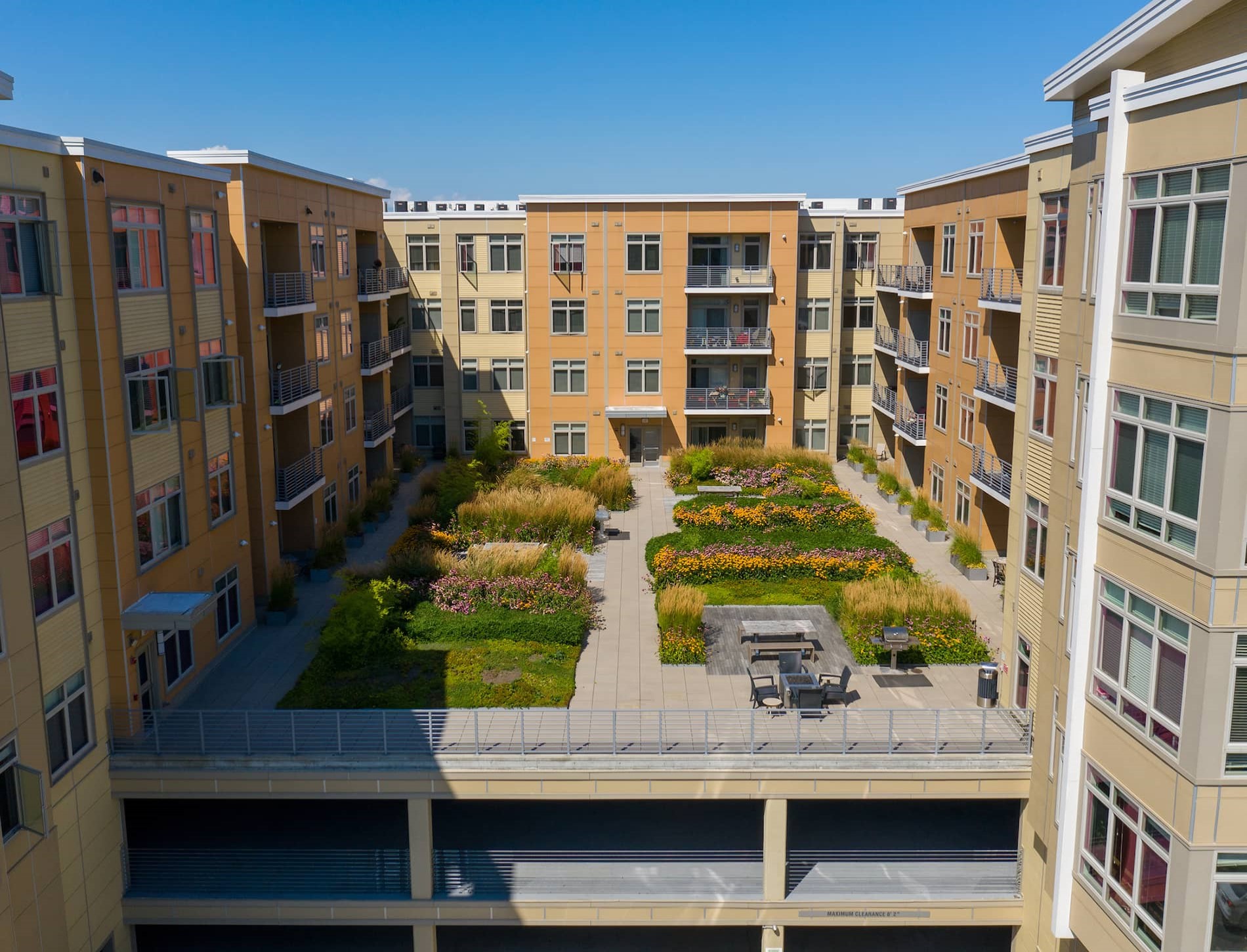 Currents on the Charles Apartments Courtyard