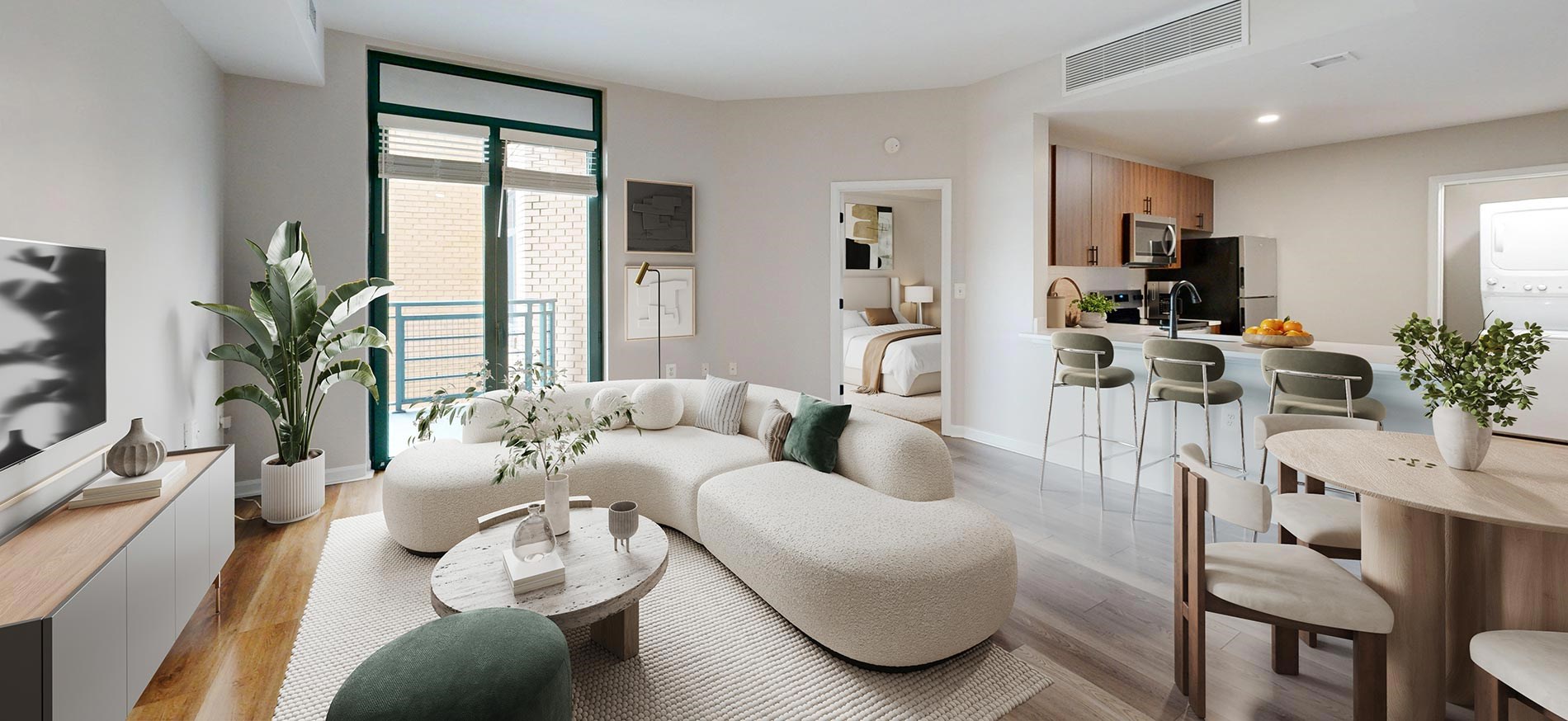 Delancey at Shirlington Village staged living room