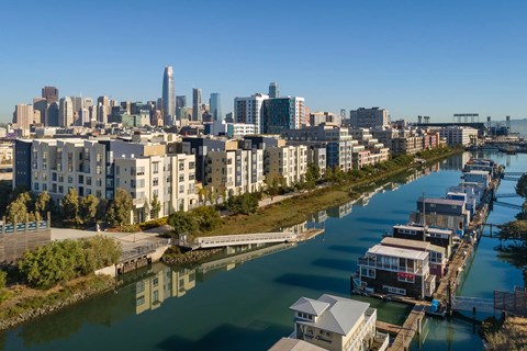 Edgewater apartments drone view