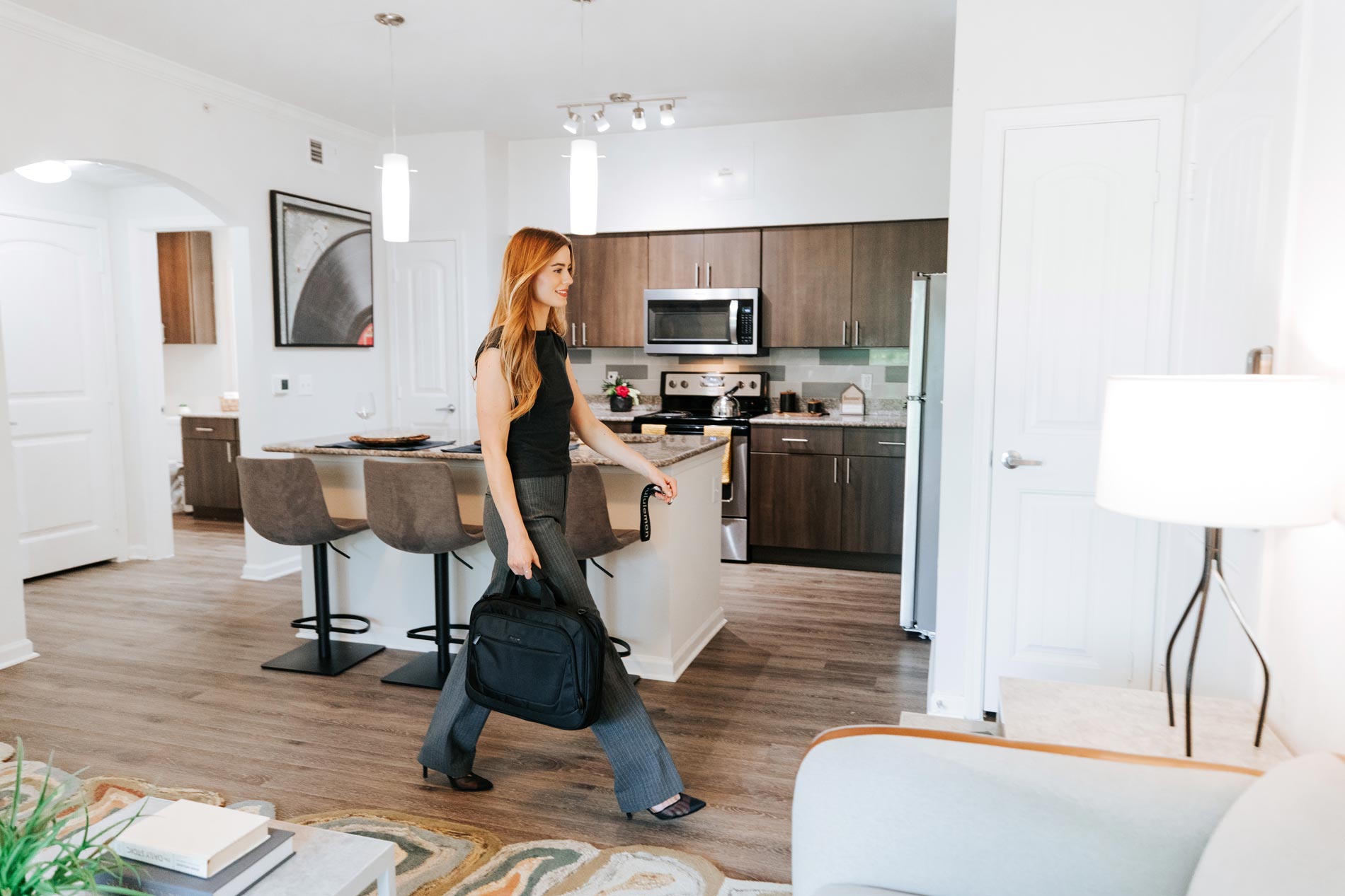 Estancia Villas woman exits staged unit