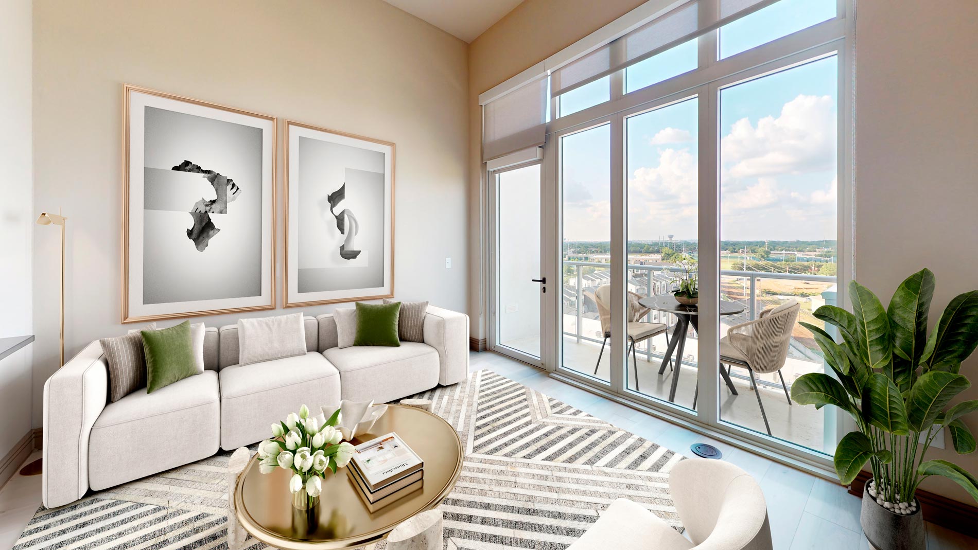 Fiori on Vitruvian Park Staged Penthouse living room