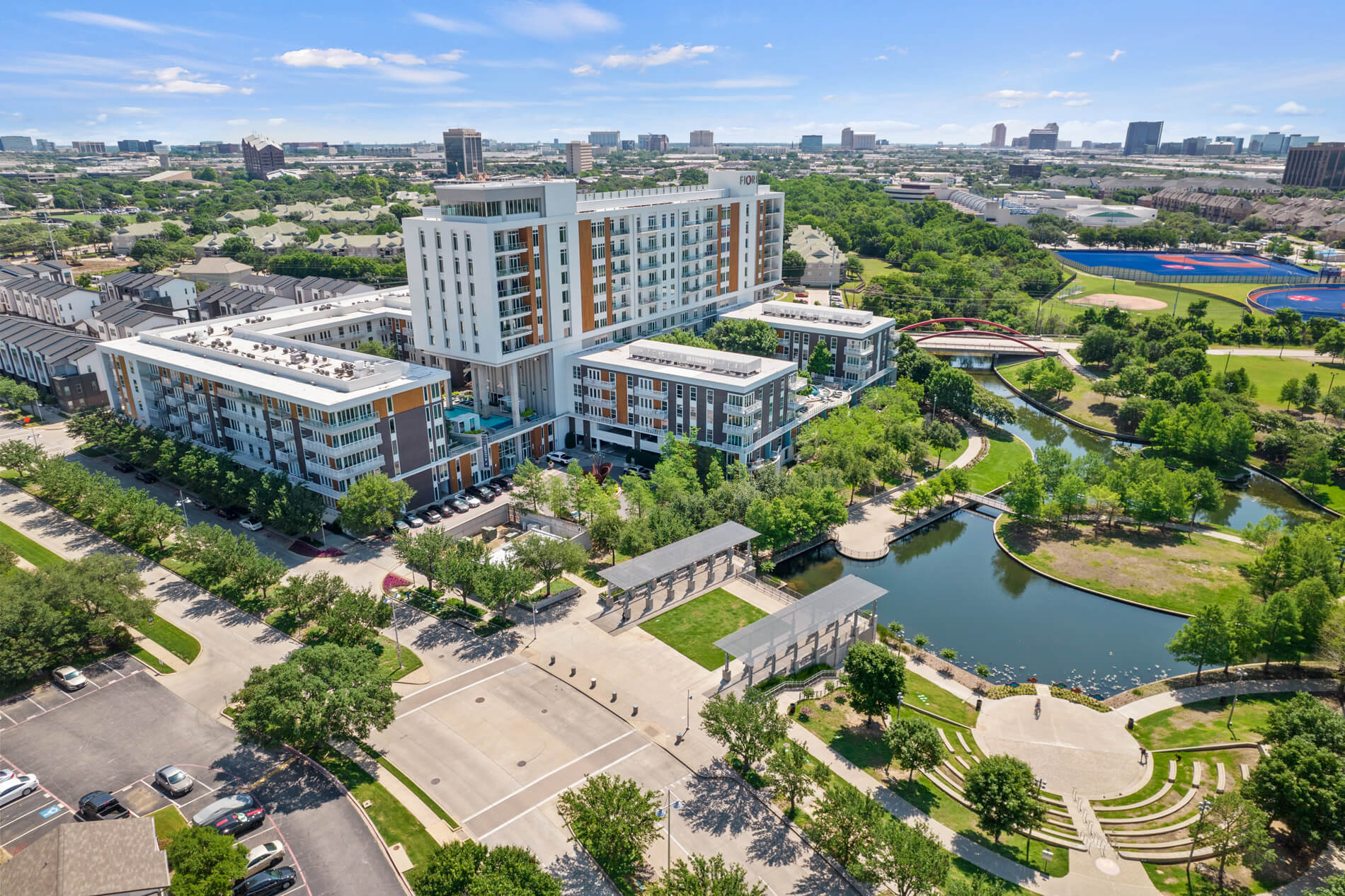 Fiori on Vitruvian Park drone building exterior