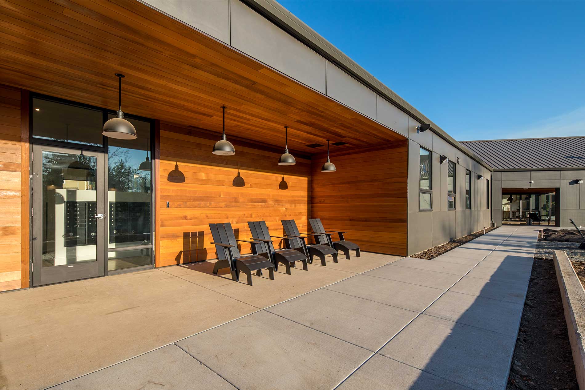 Bright poolside setting at Heirloom apartments