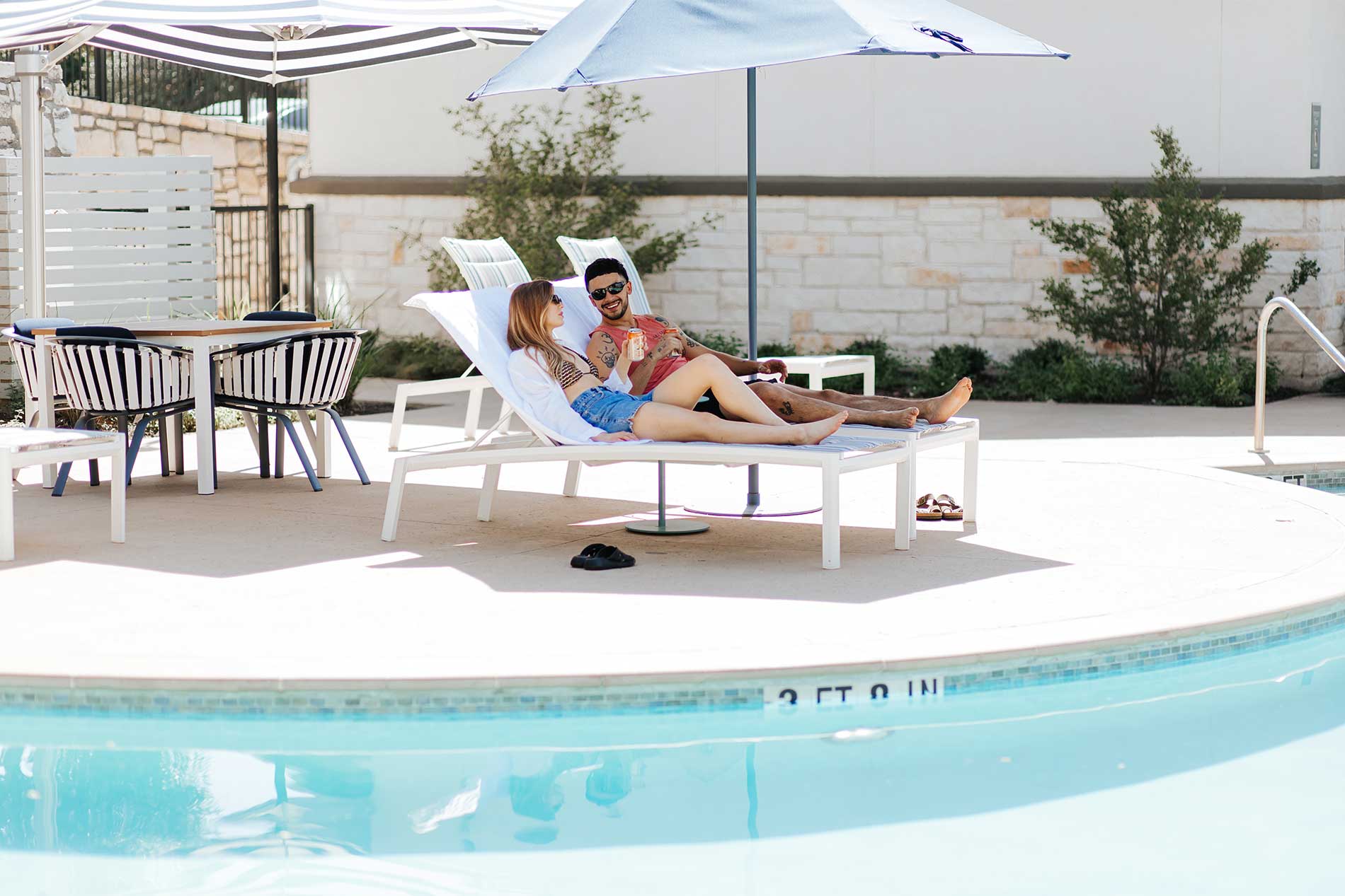 Poolside lifestyle at Heirloom apartments in Portland, OR