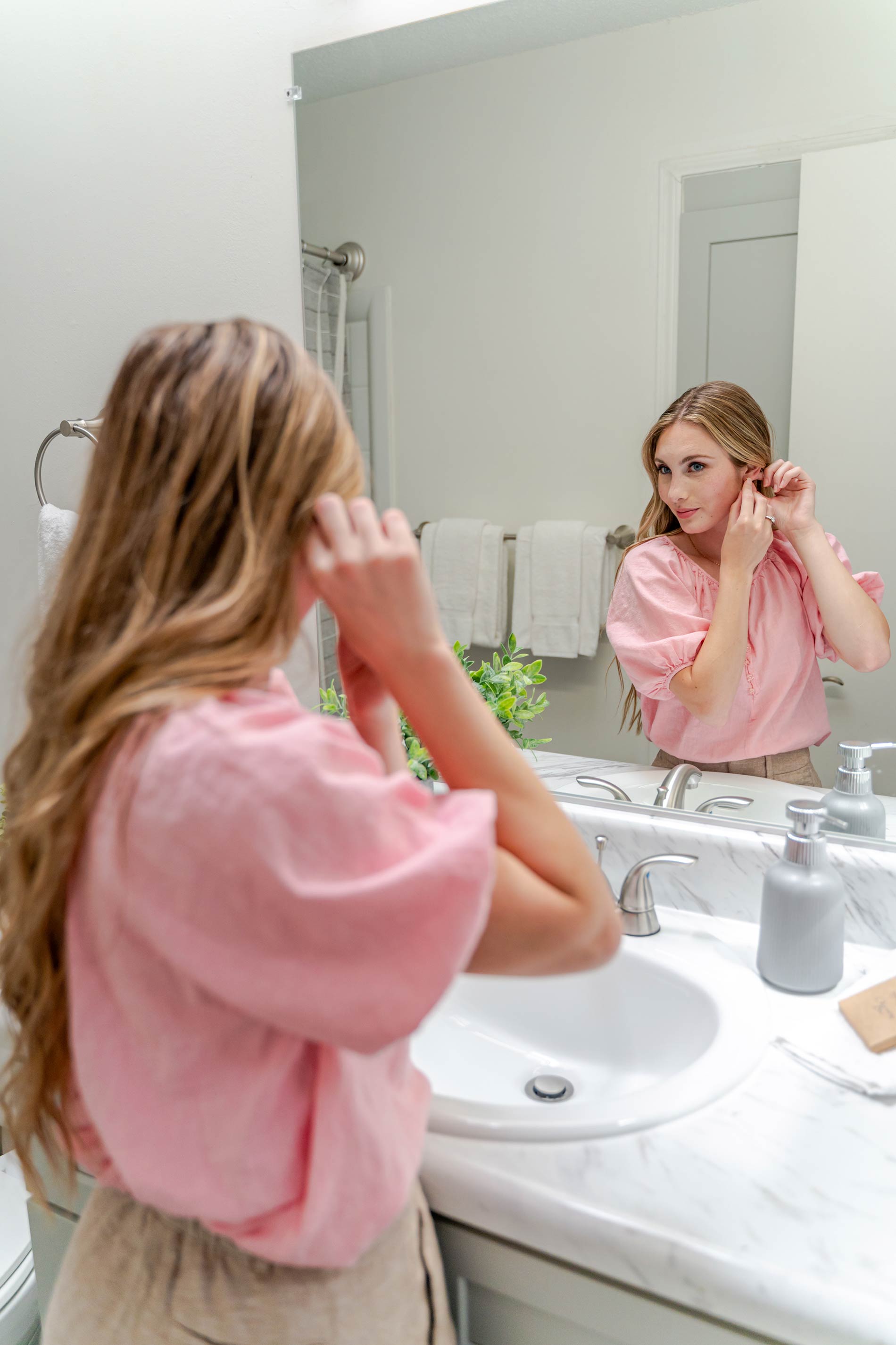 Hickory Run woman gets ready in bathroom