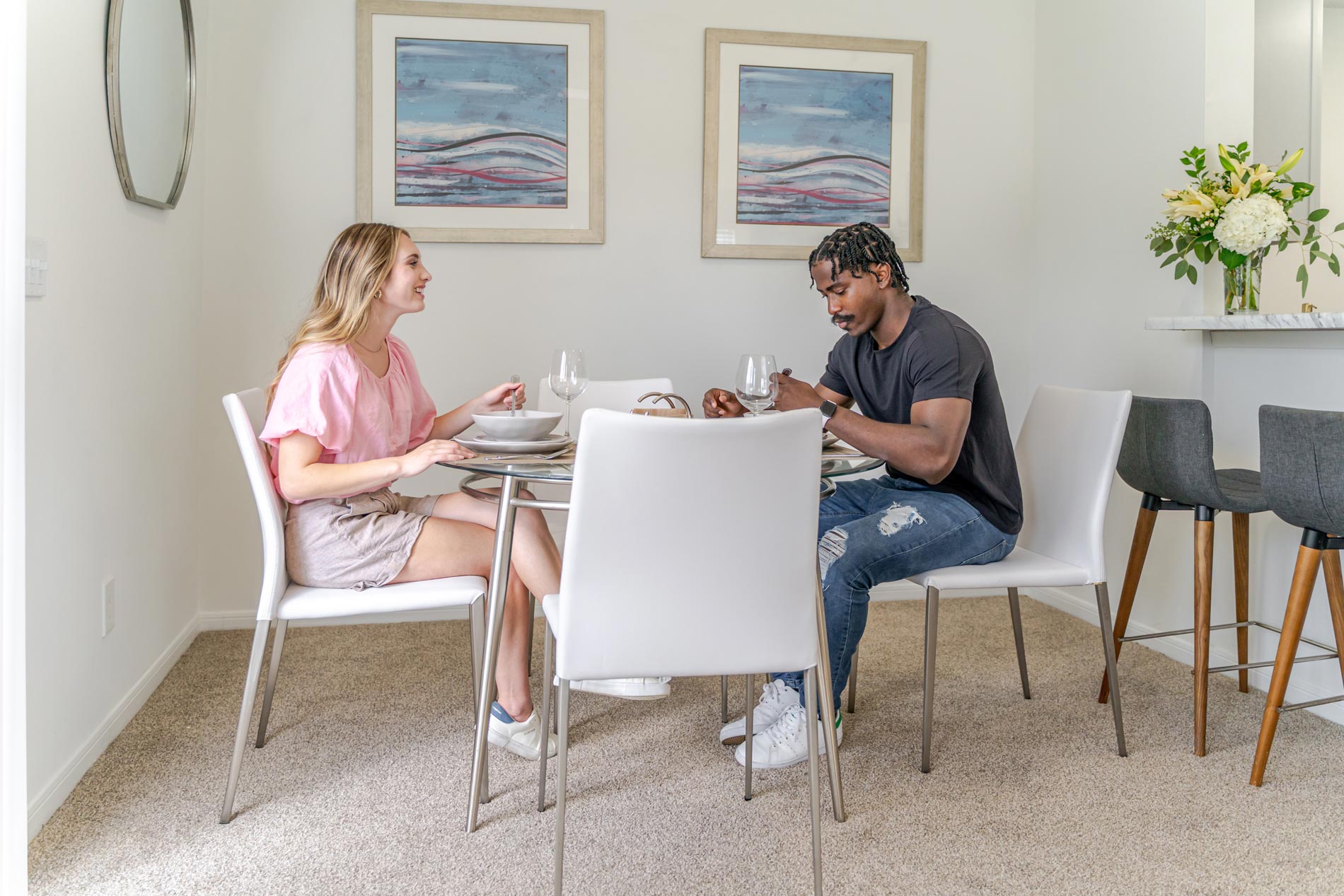 Hickory Run couple eats at dining table