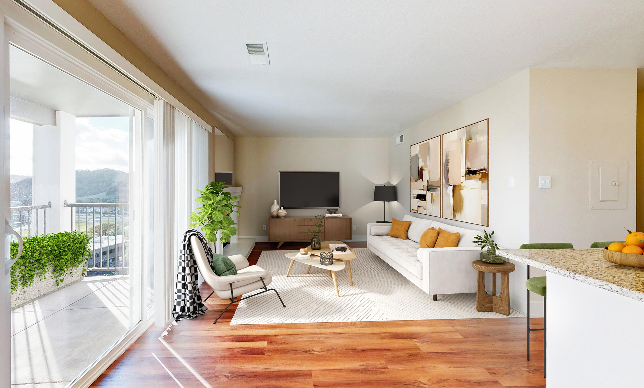 Highlands of Marin staged living room