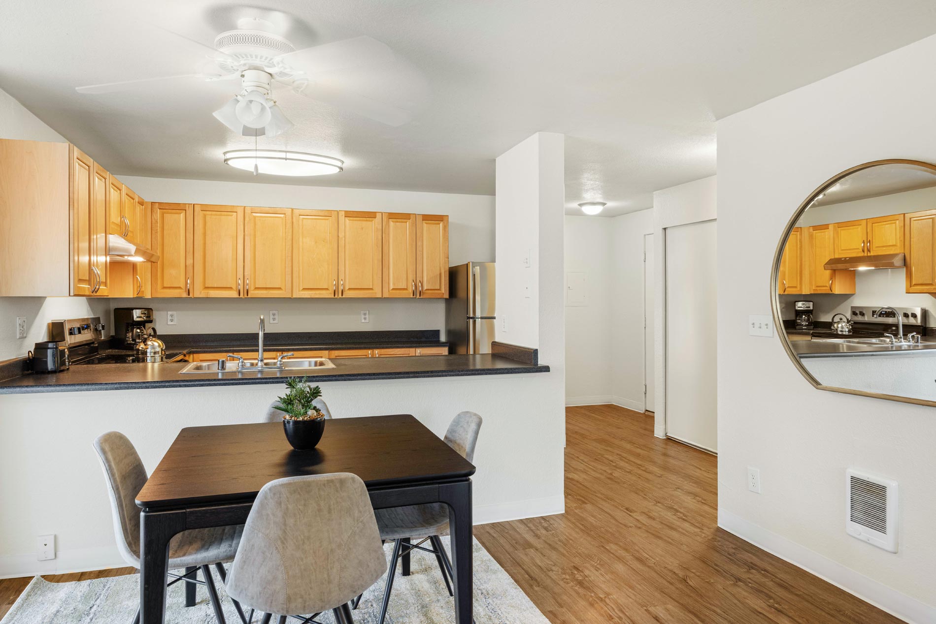 Hilltop staged dining room and kitchen