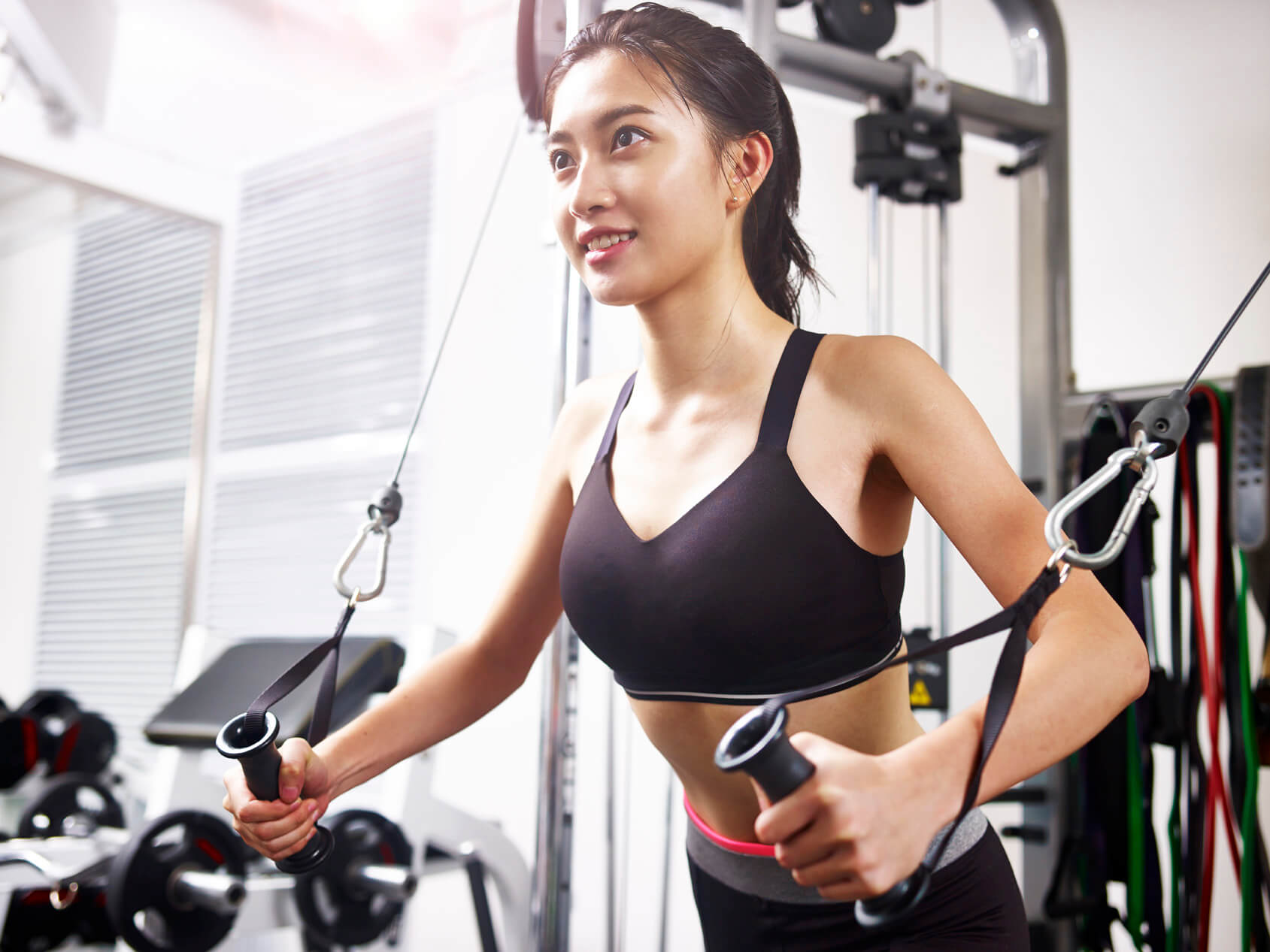 Woman working out in the fitness center