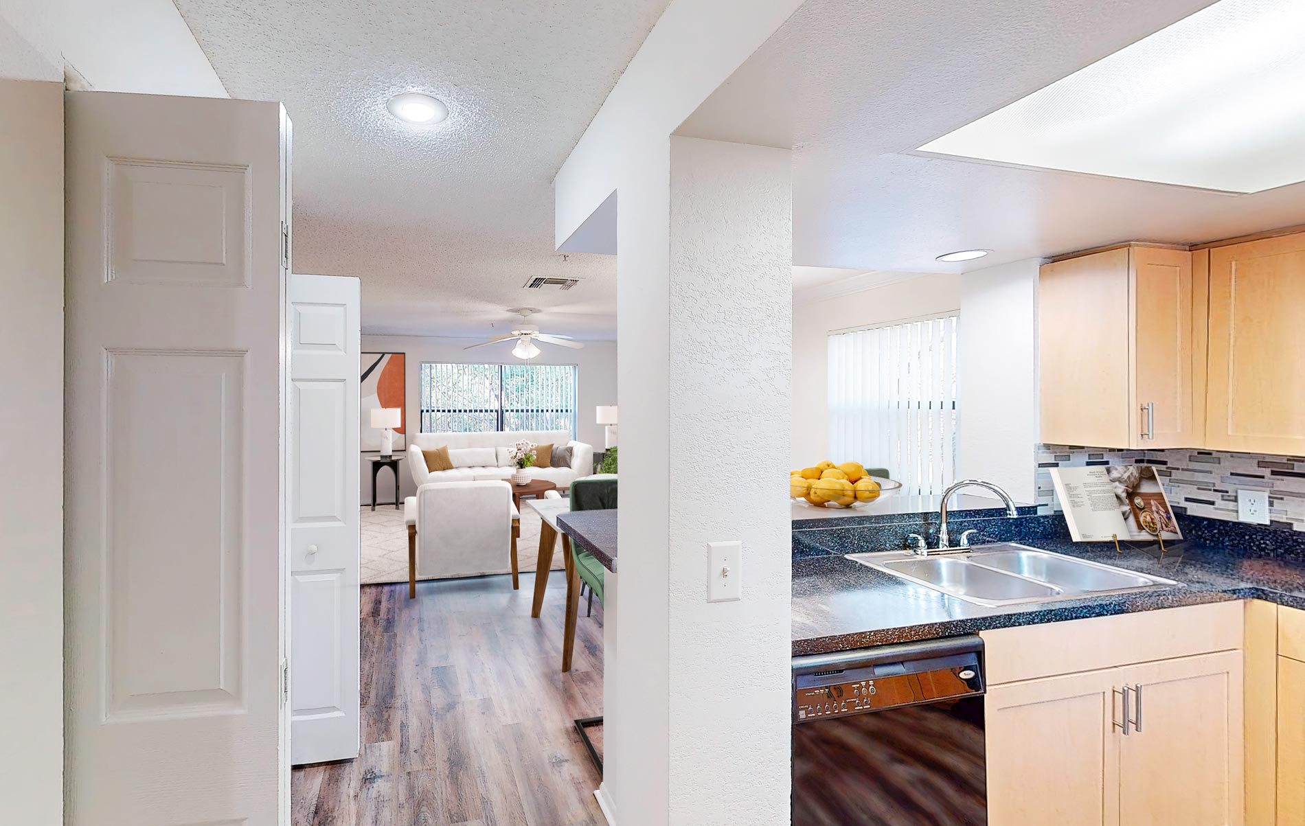 Inlet Bay staged kitchen and dining room