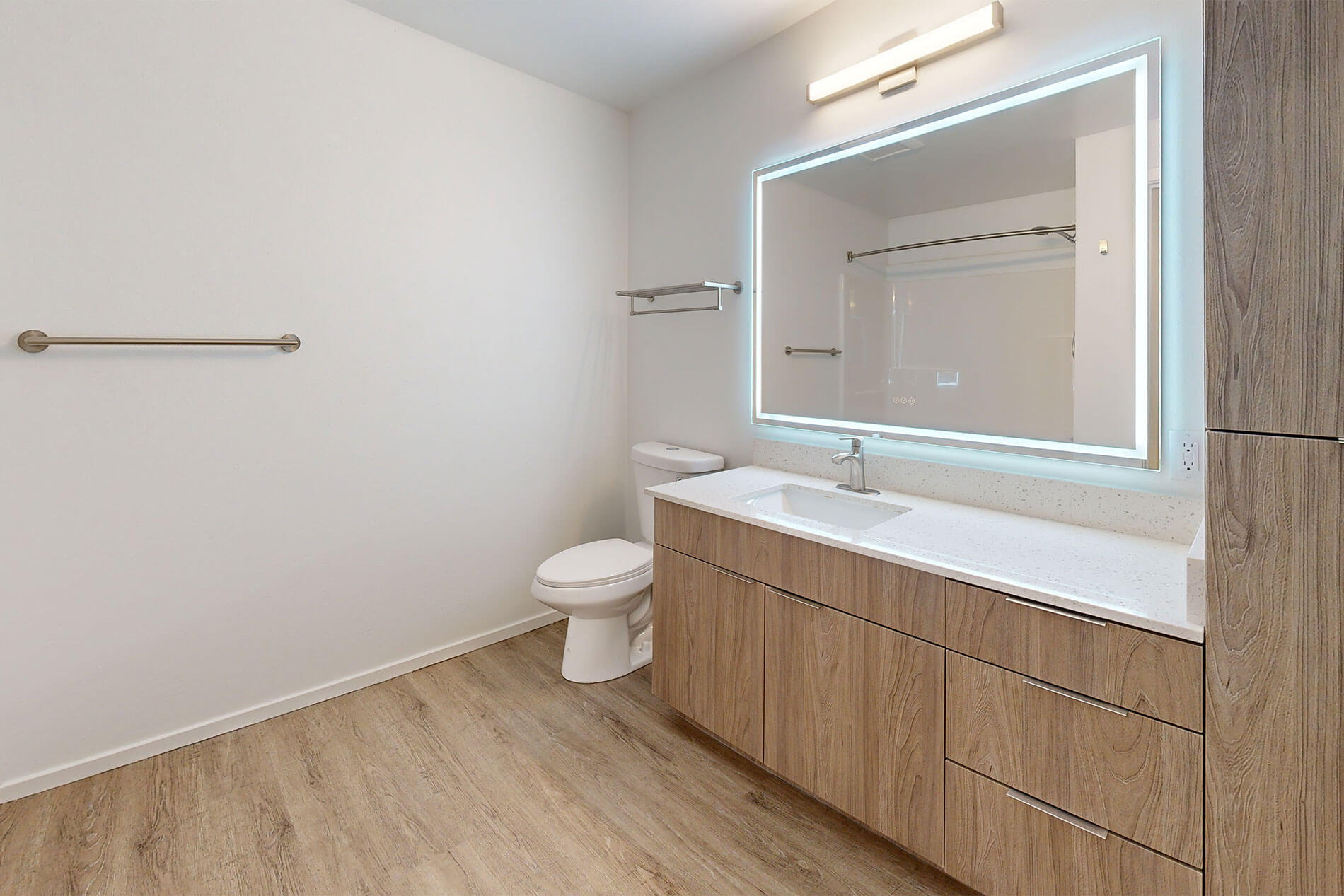 Island Square updated apartment bathroom