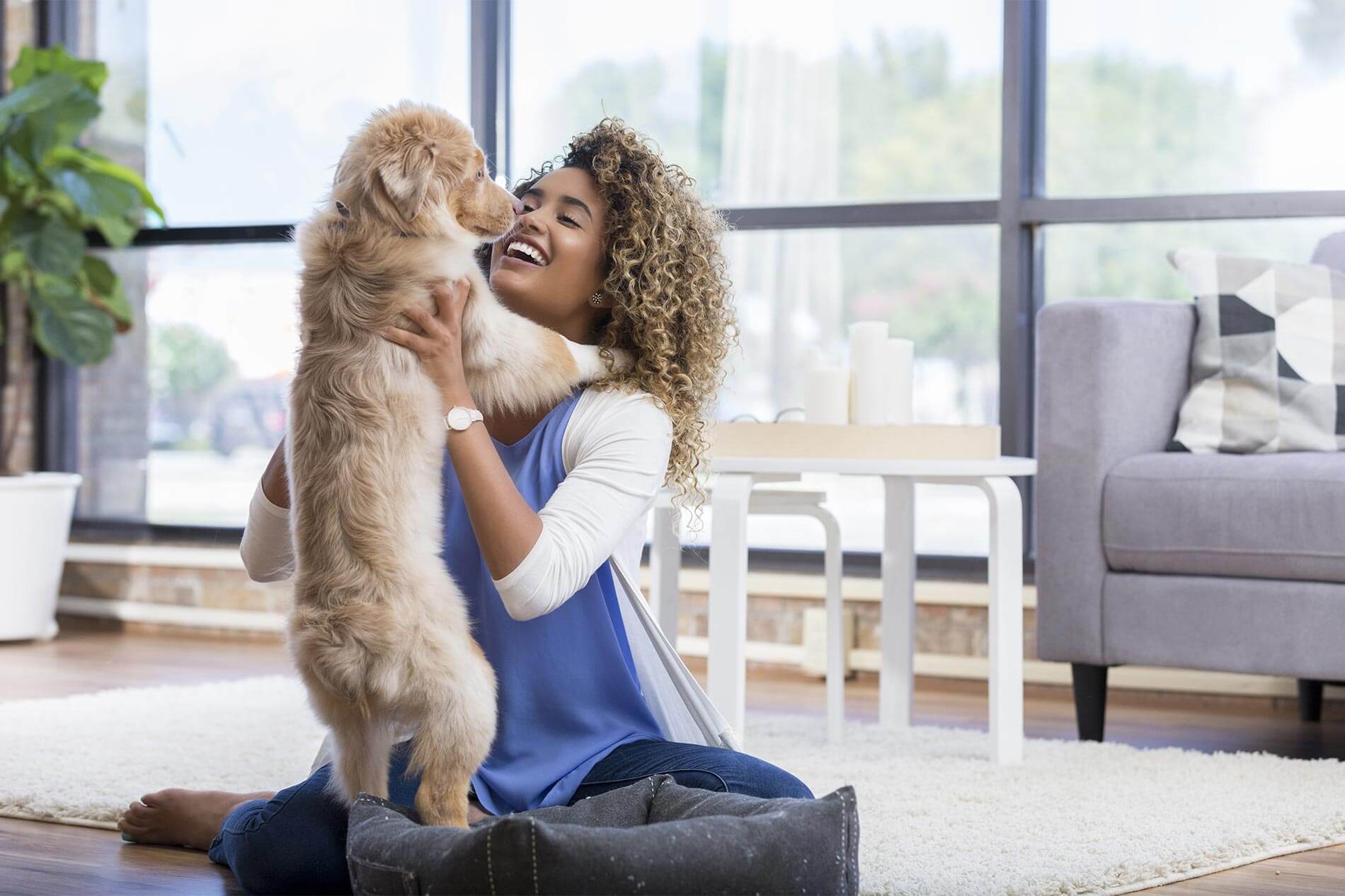 Happy woman with dog