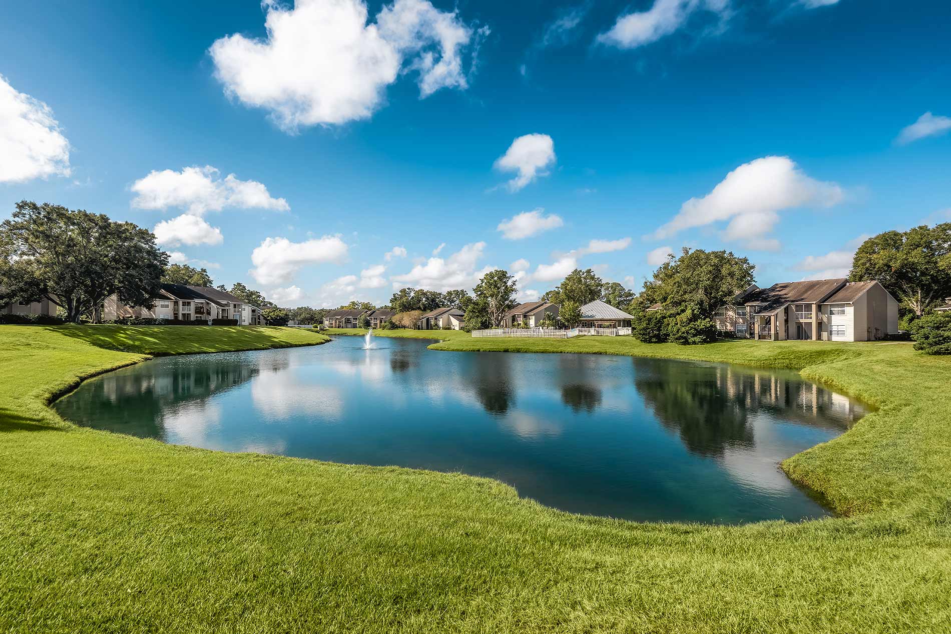 Lakewood Place building exterior and lake