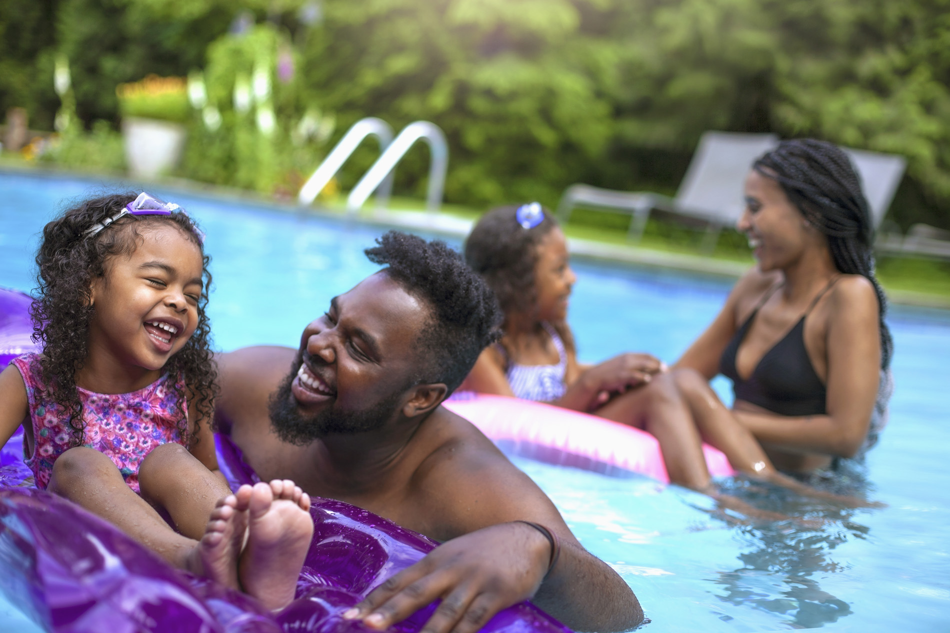 Family in the pool