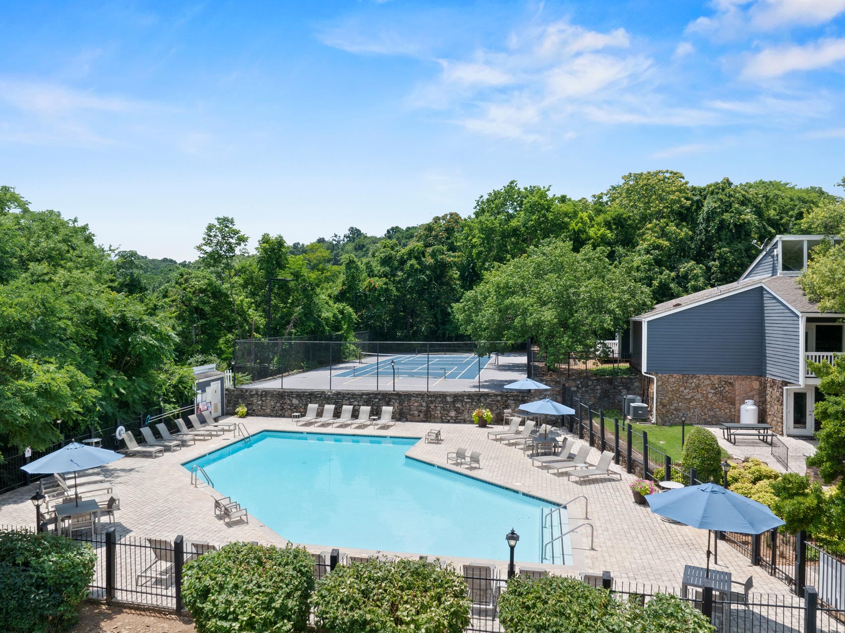 Legacy Hill drone pool and tennis court