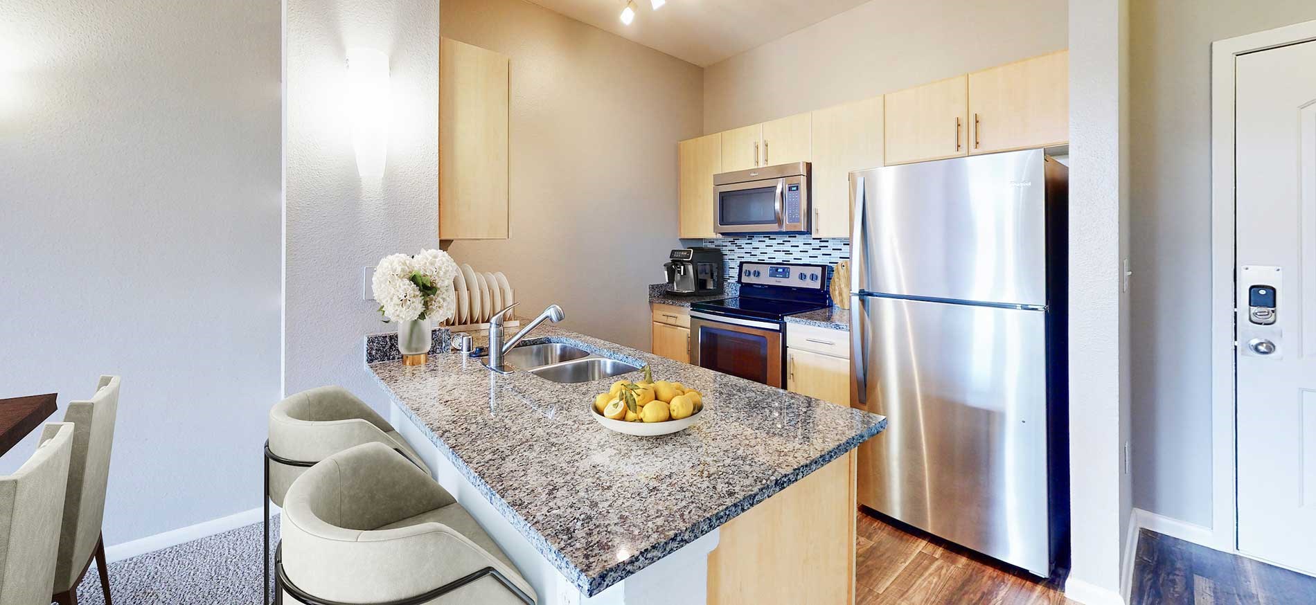 Legacy Village apartment kitchen