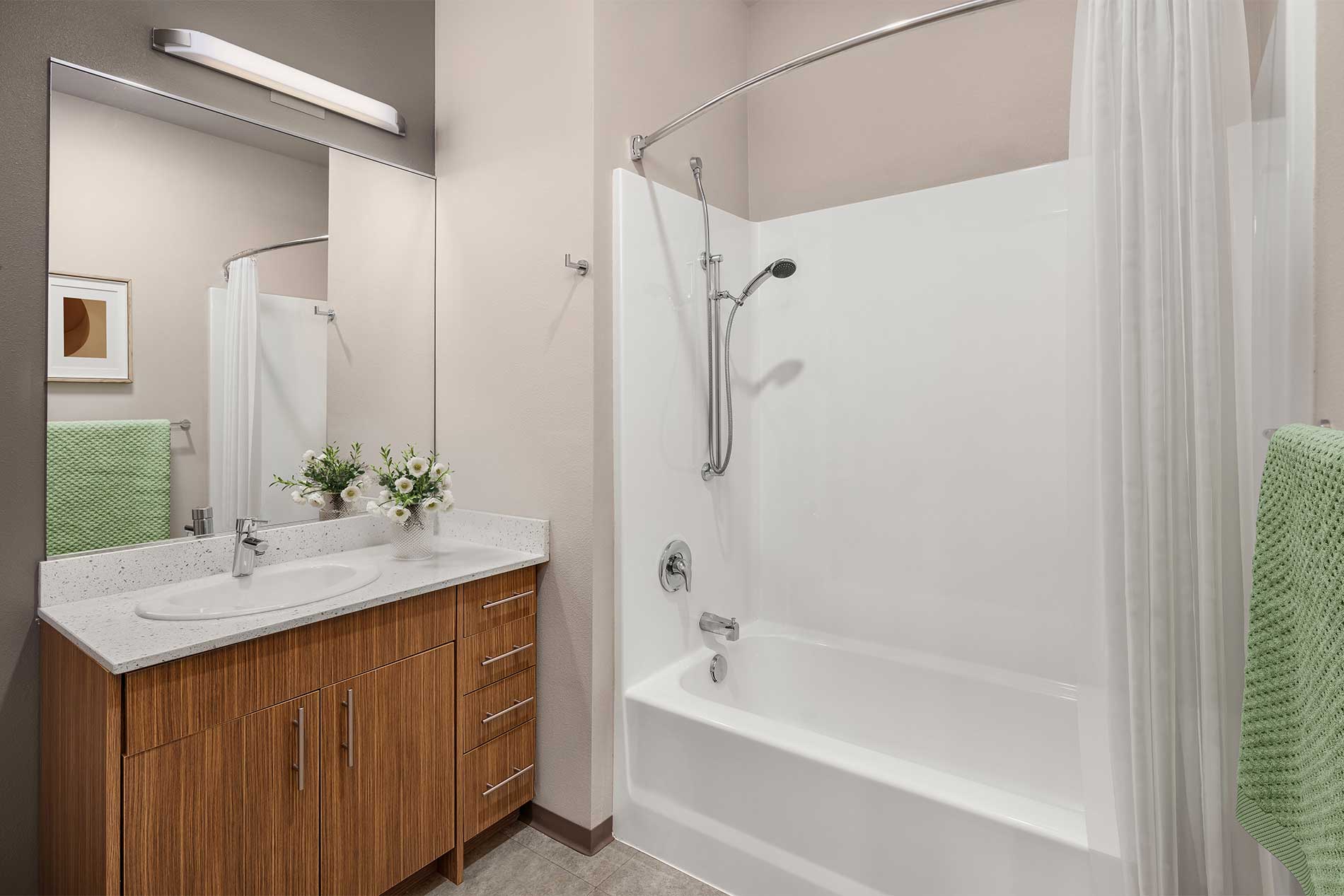 Lightbox apartment bathroom