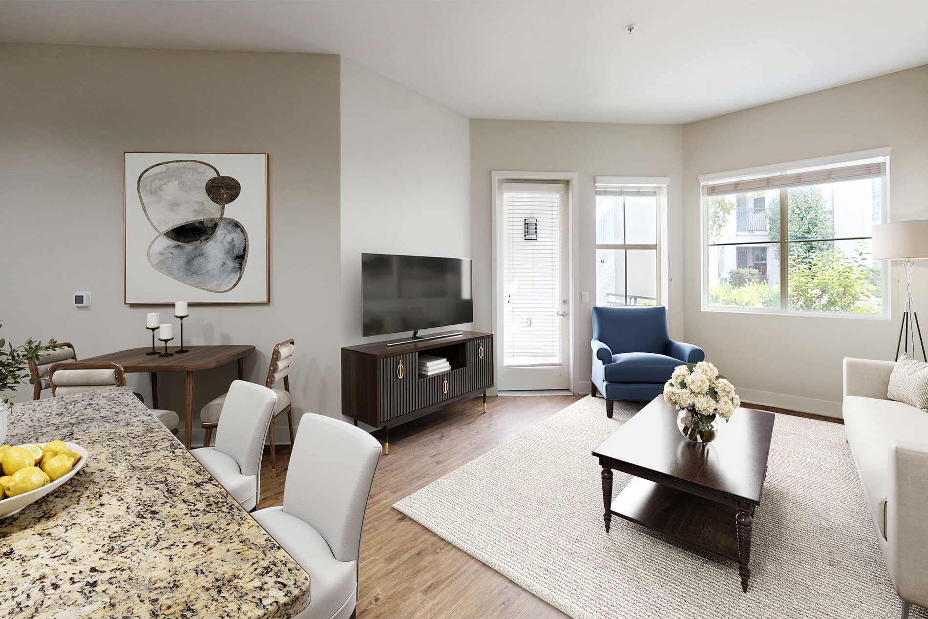 ApartmentGallery DanVy Los Alisos Kitchen Living Dining staged SA2